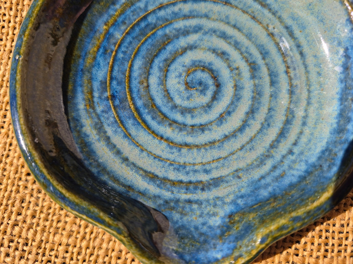Stoneware Spoon Rest: Speckled blue green