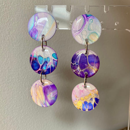 Artisan Hand Painted Stud Dangle Earrings