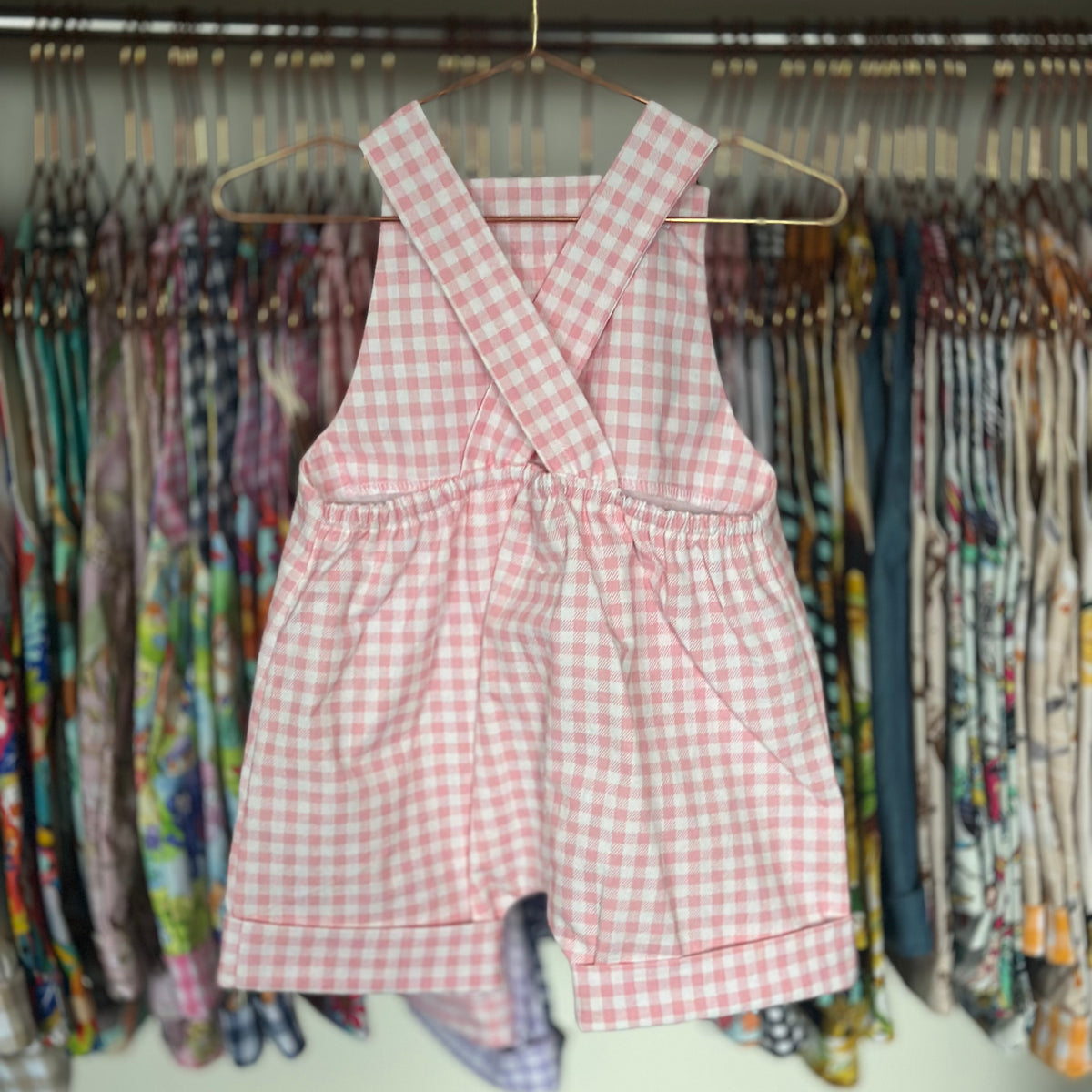 Baby Pink Gingham Handmade Overalls/Gingham Collection