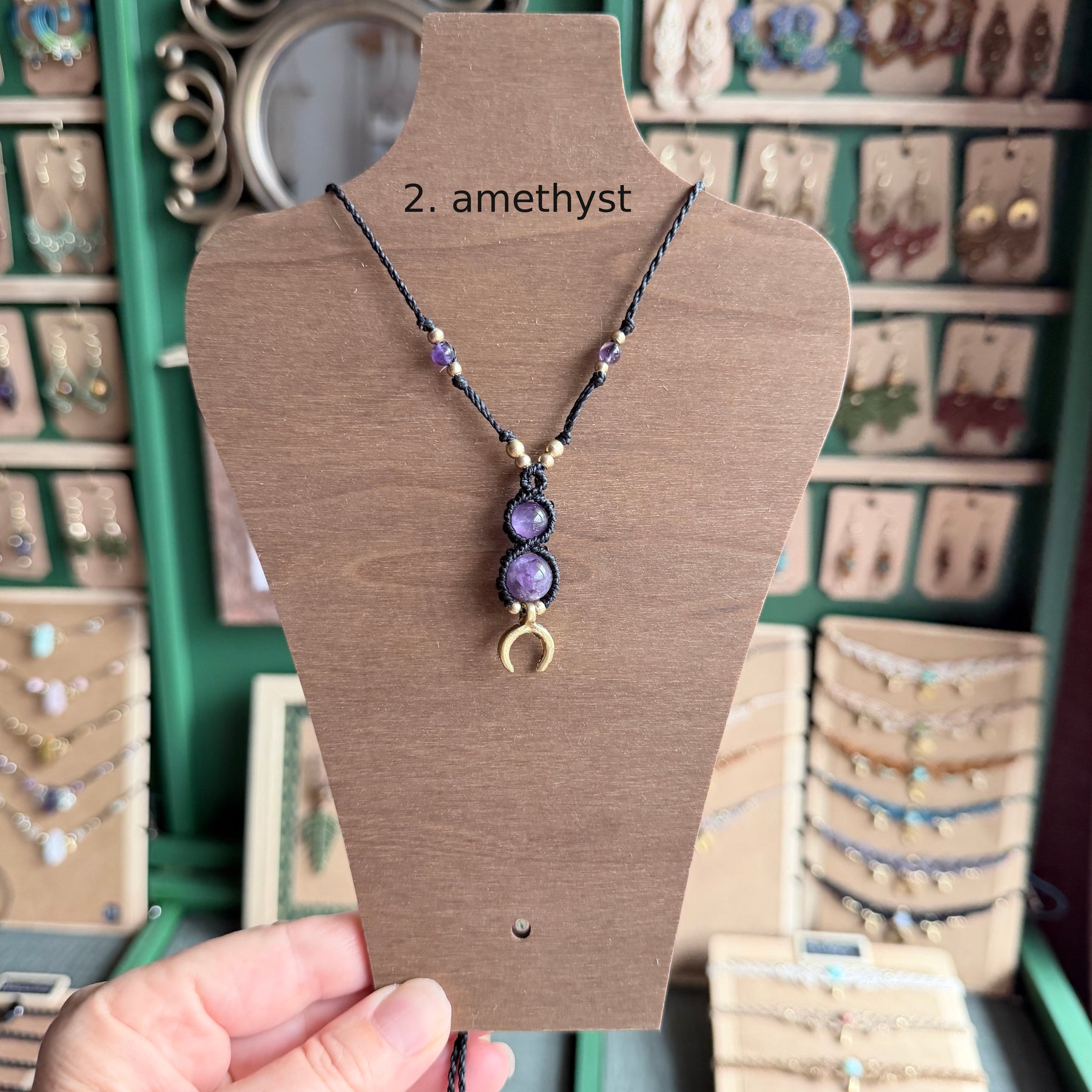 Macrame Double Bead Necklace- different bead and colour options