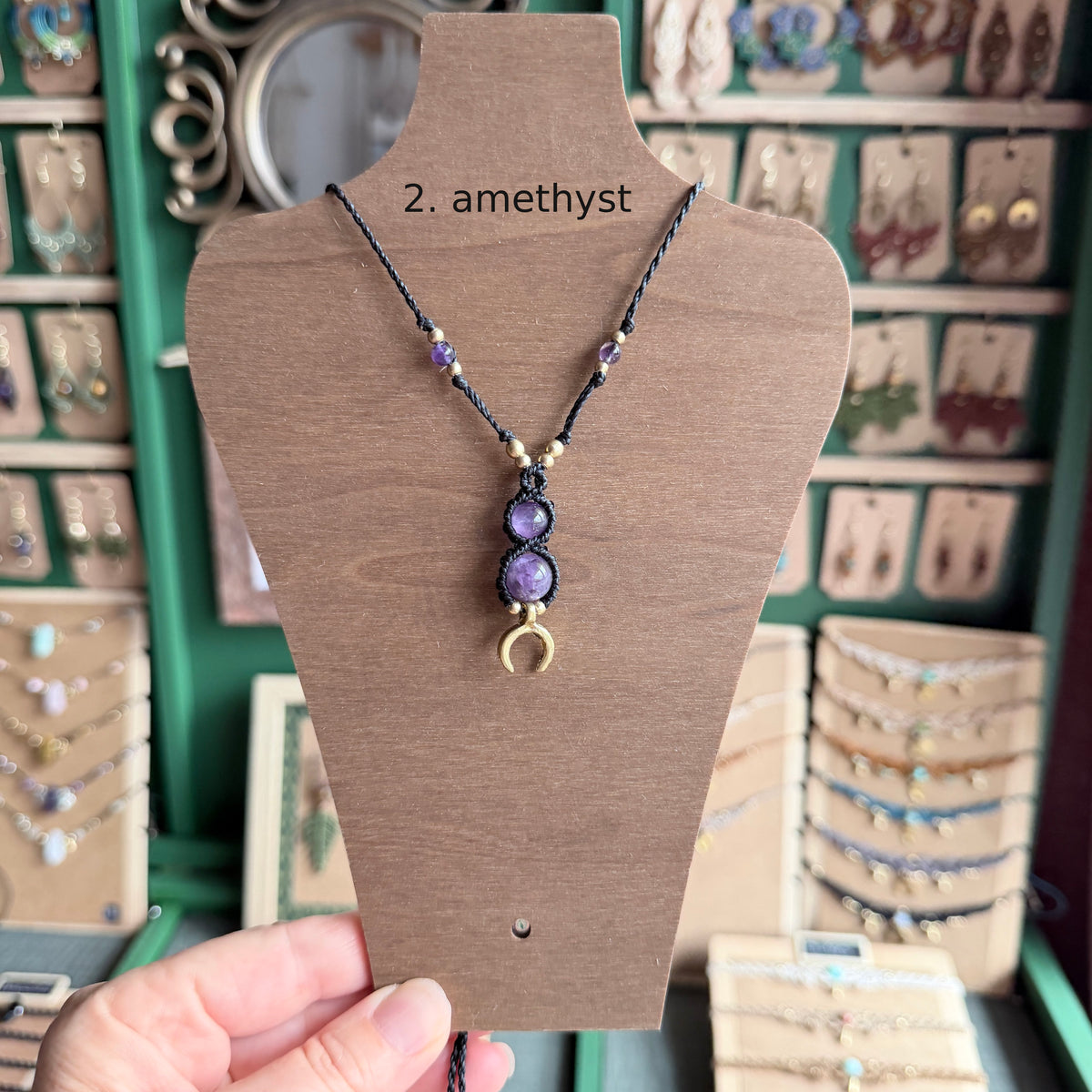 Macrame Double Bead Necklace- different bead and colour options