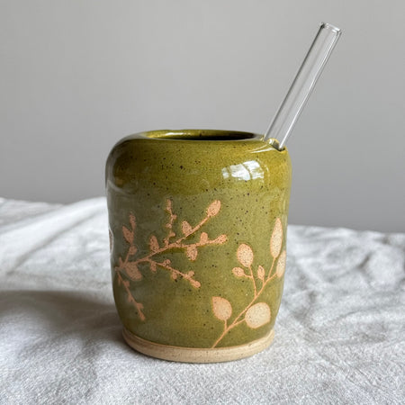 Botanica To Go Cup + Glass Straw & Cleaner - Wheel Thrown Pottery