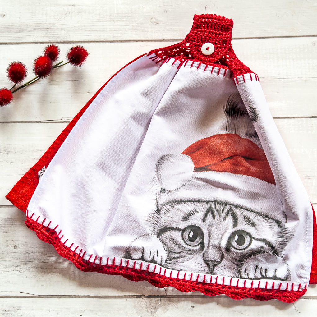 Pet Loving Christmas Themed Hanging Tea Towels - Hand Towels - Double Sided