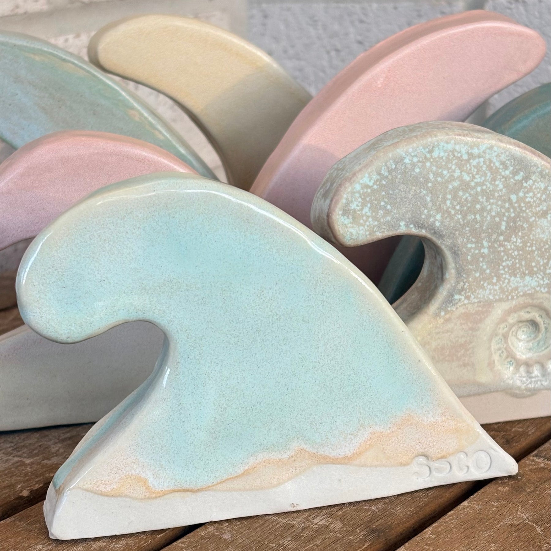 Ceramic Ocean Beach Wave - Soft Green