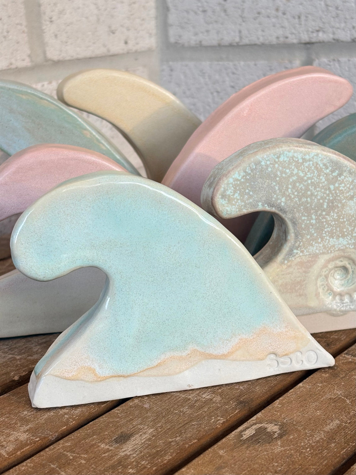 Ceramic Ocean Beach Wave - Soft Green