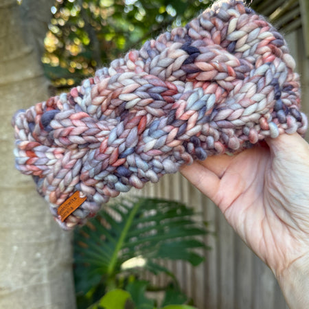 Hand Knitted Headband, Cable Merino Headband