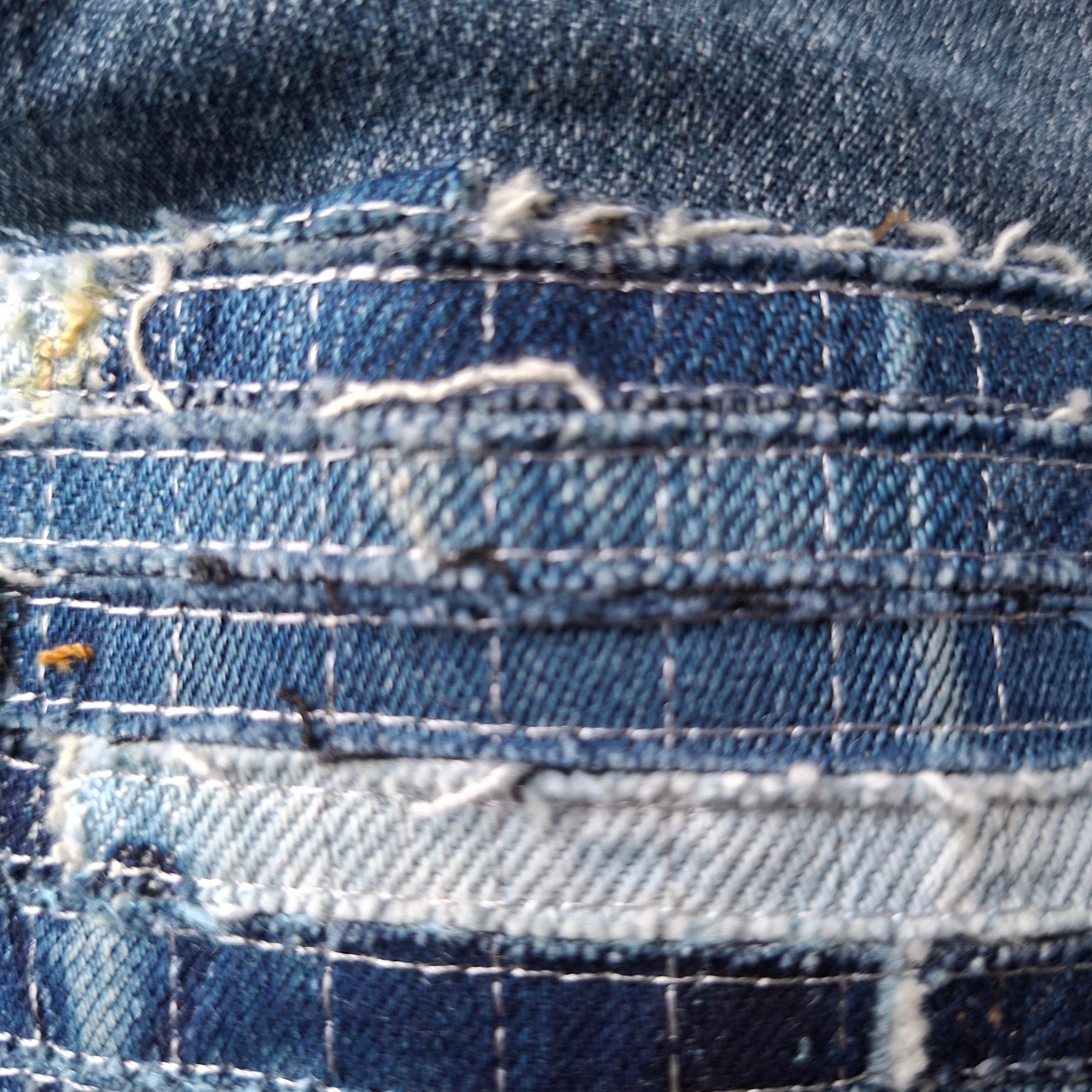 Recycled Strips Theme Denim Pouch