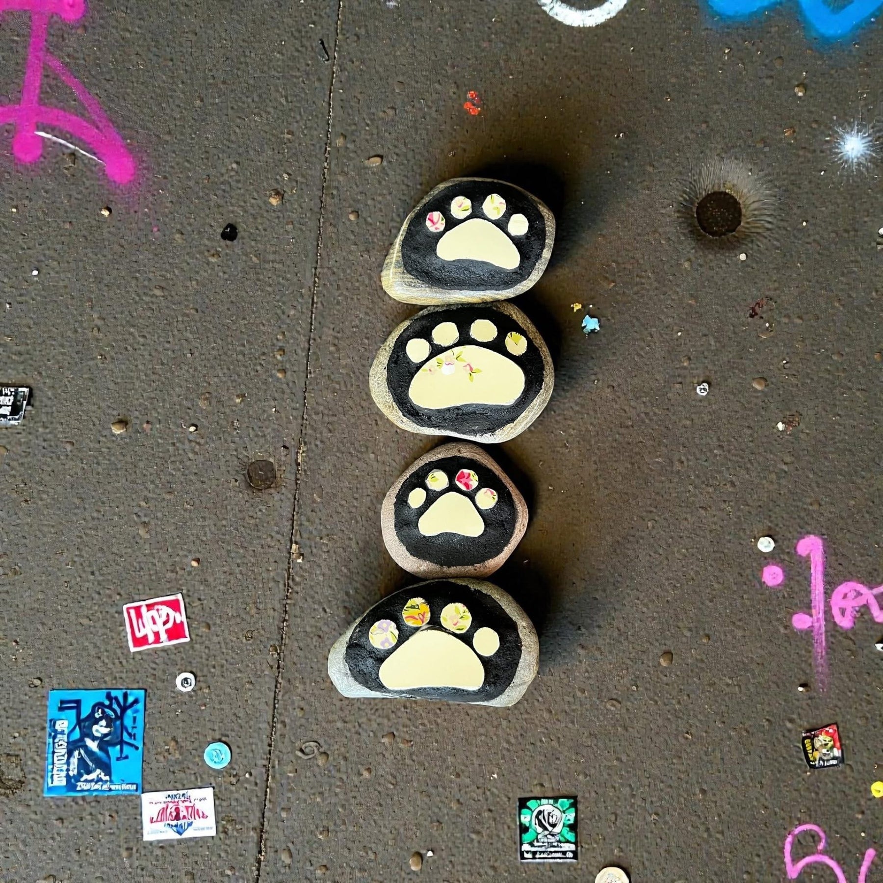 Mosaic Stones. Paws.