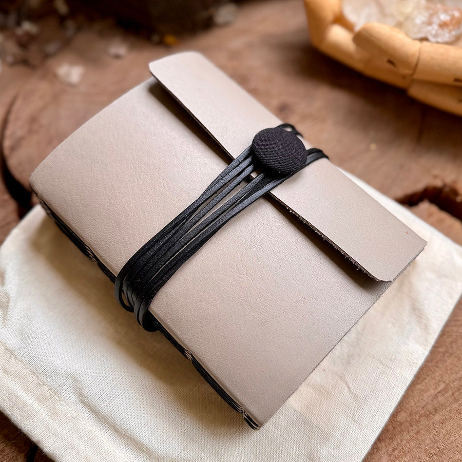 Elegant Grey Leather A6 Journal