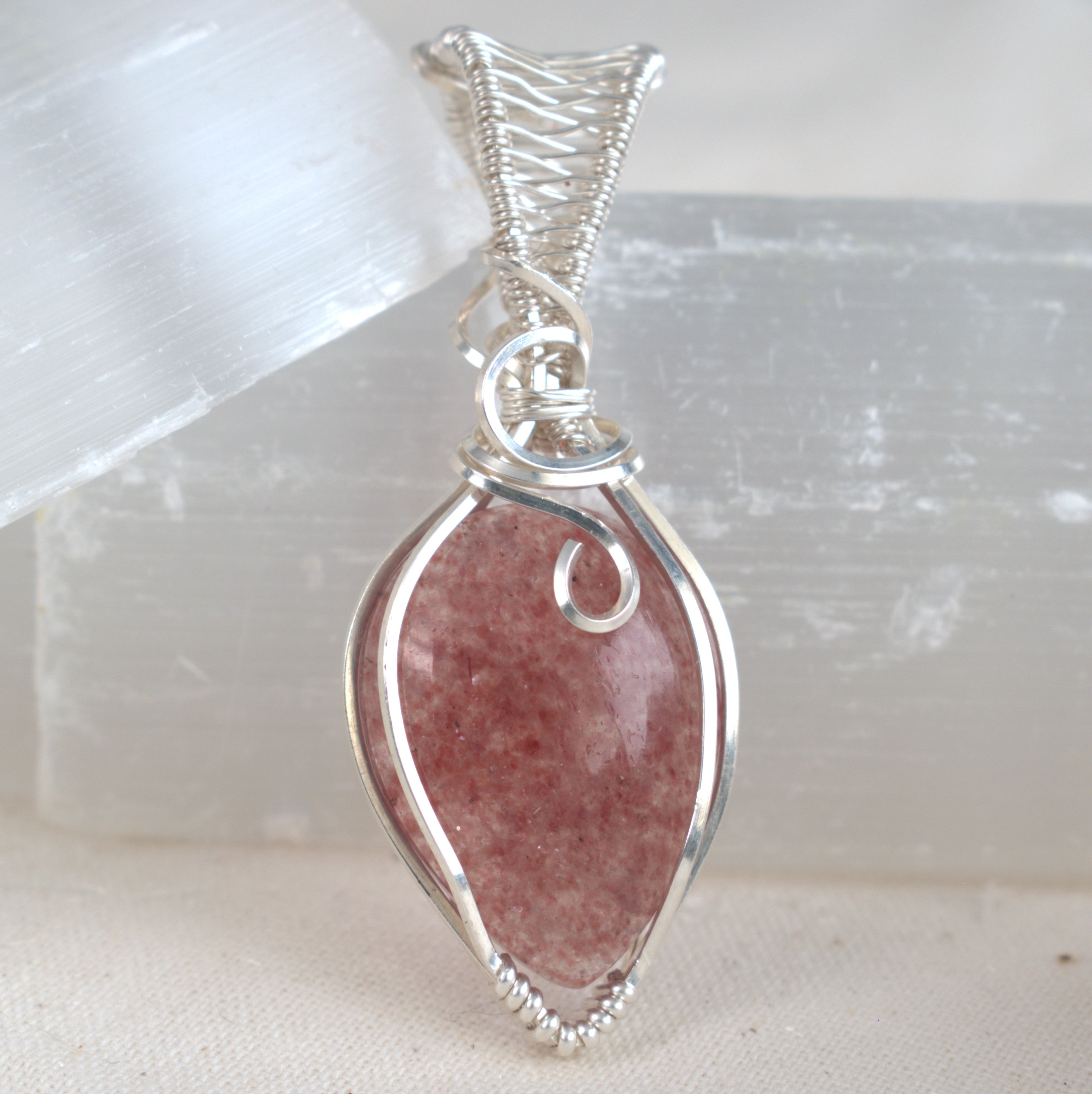 Summer Blush - Strawberry Quartz Silver-Filled Pendant