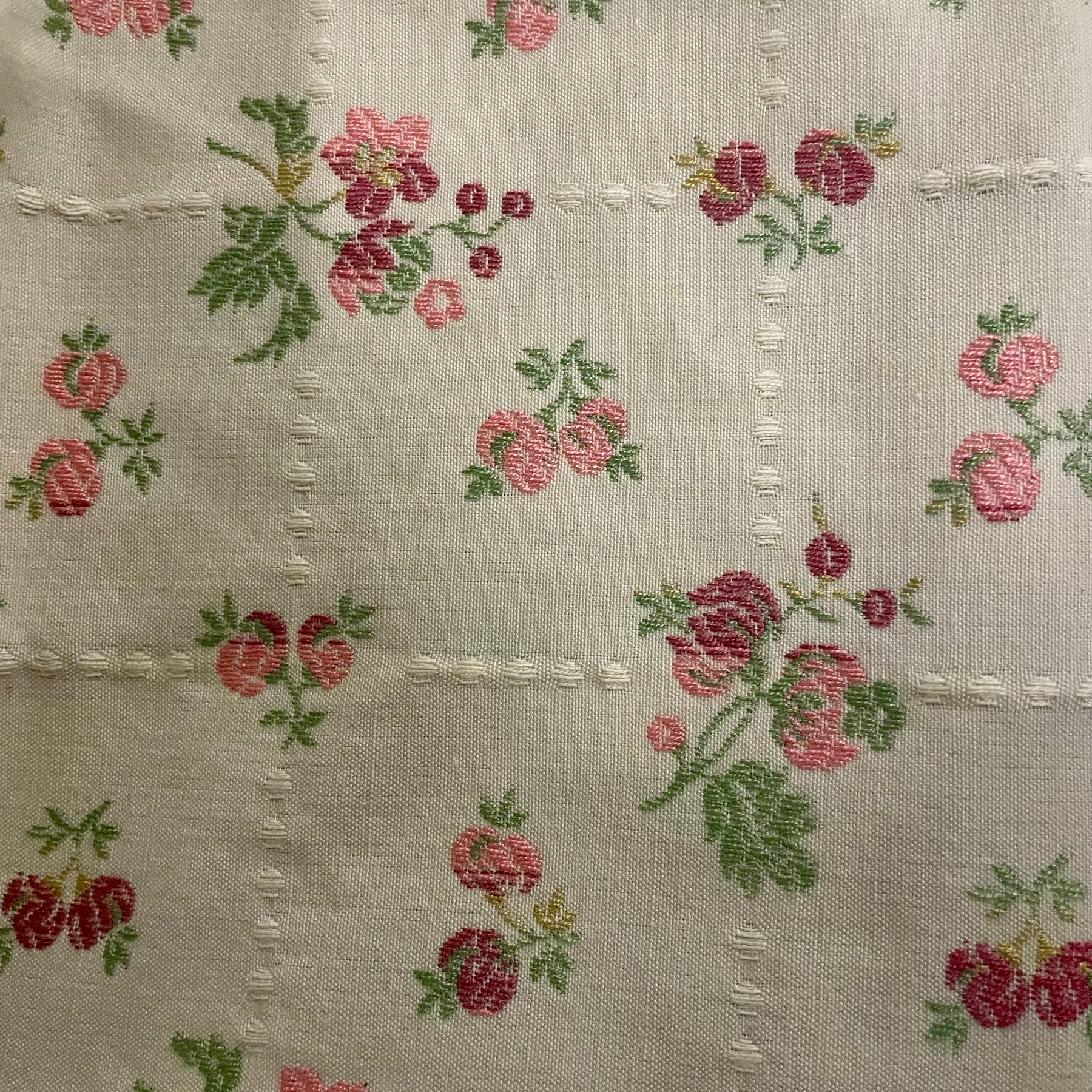 Small Embroidered Rose Granny Bag, Bamboo Handles, Handmade