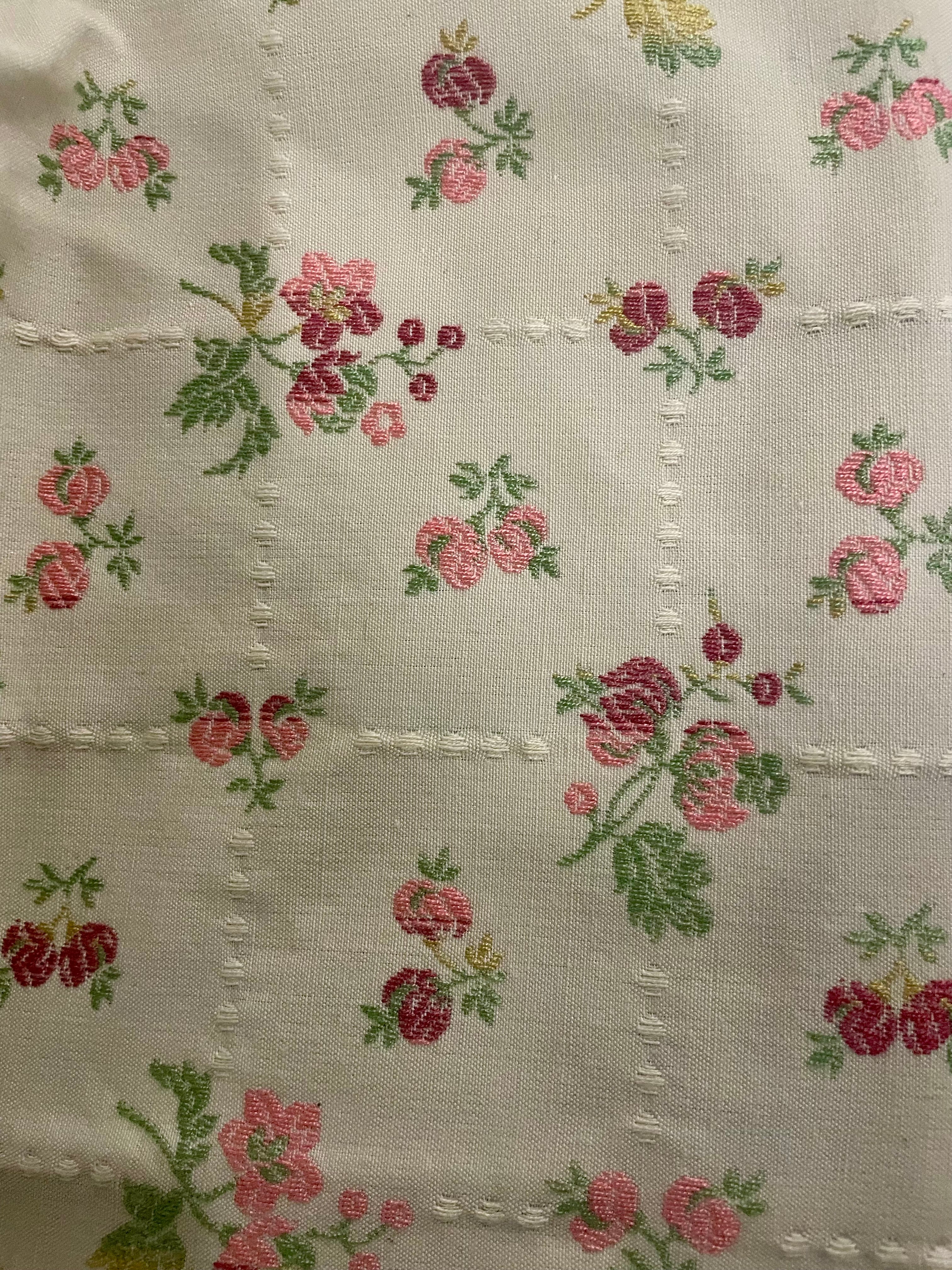 Small Embroidered Rose Granny Bag, Bamboo Handles, Handmade