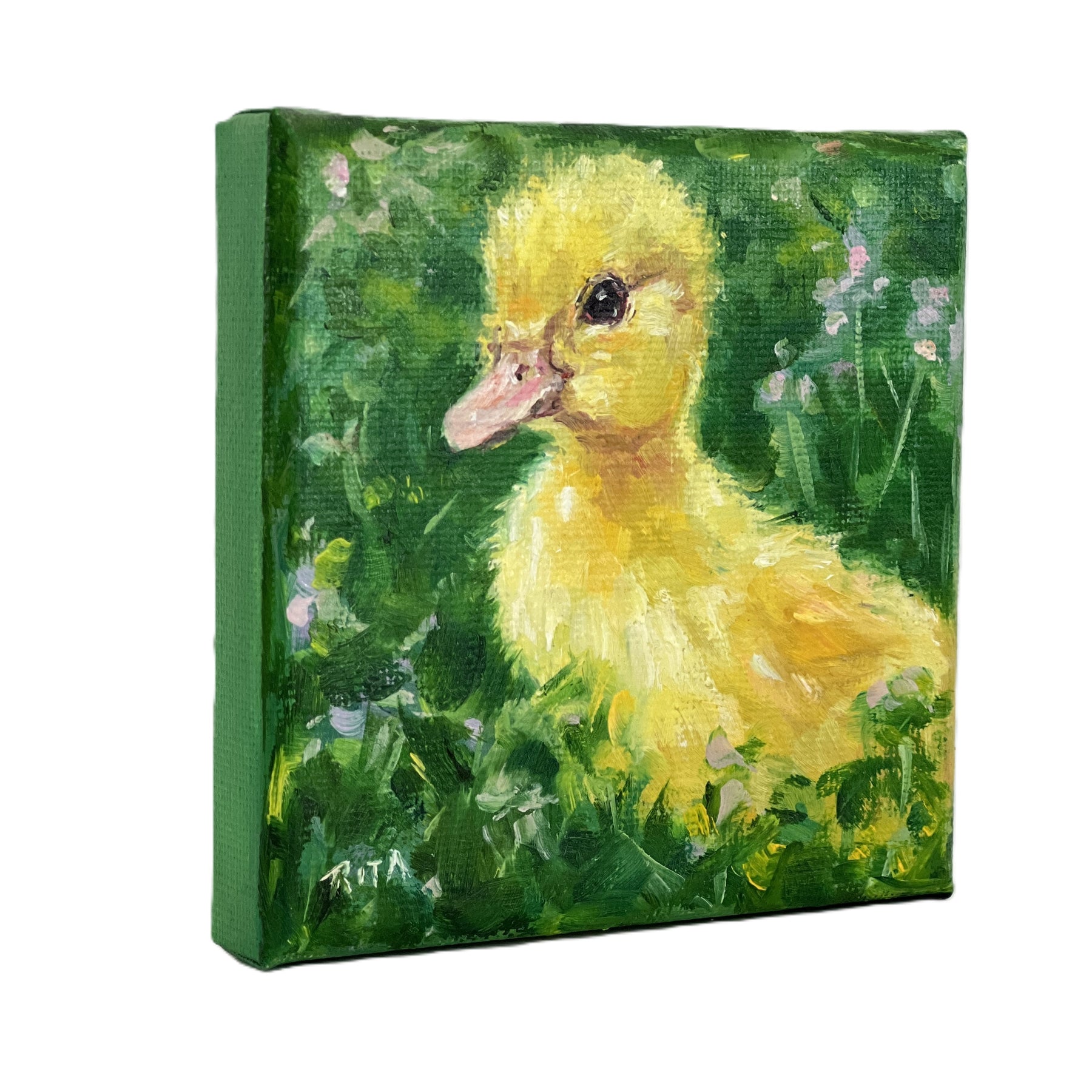 Yellow Duckling – Original Mini Oil Painting