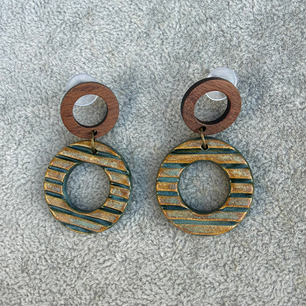 Earrings Ceramic Circle Stripe Dangles