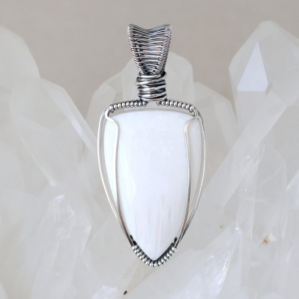 Sterling Silver Scolecite Pendant - Talisman of Inner Peace