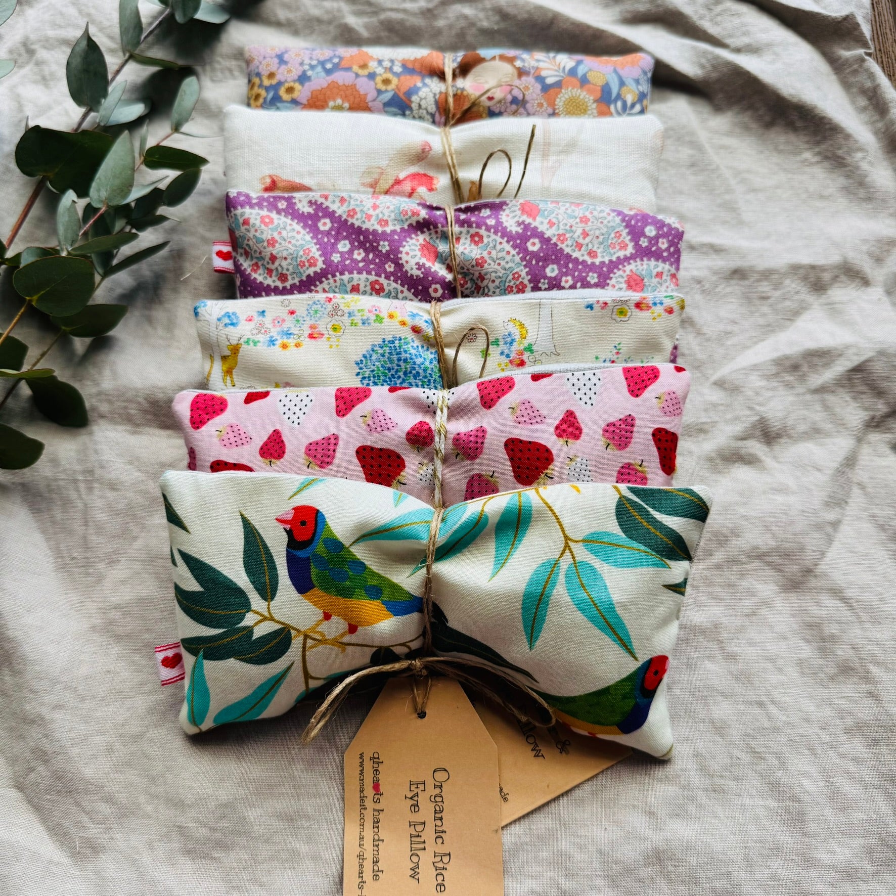 New Range - Organic Linseed OR Rice Eye Pillows with Option to add Organic Tasmanian Lavender