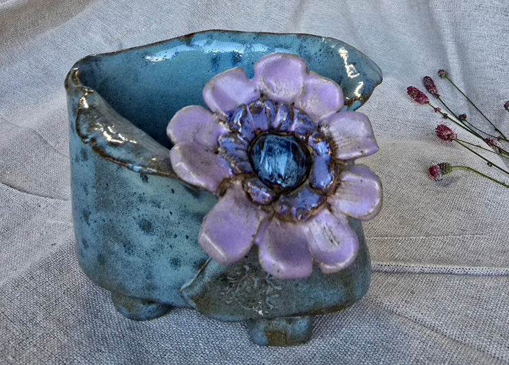 Blue and pink boho flower vase