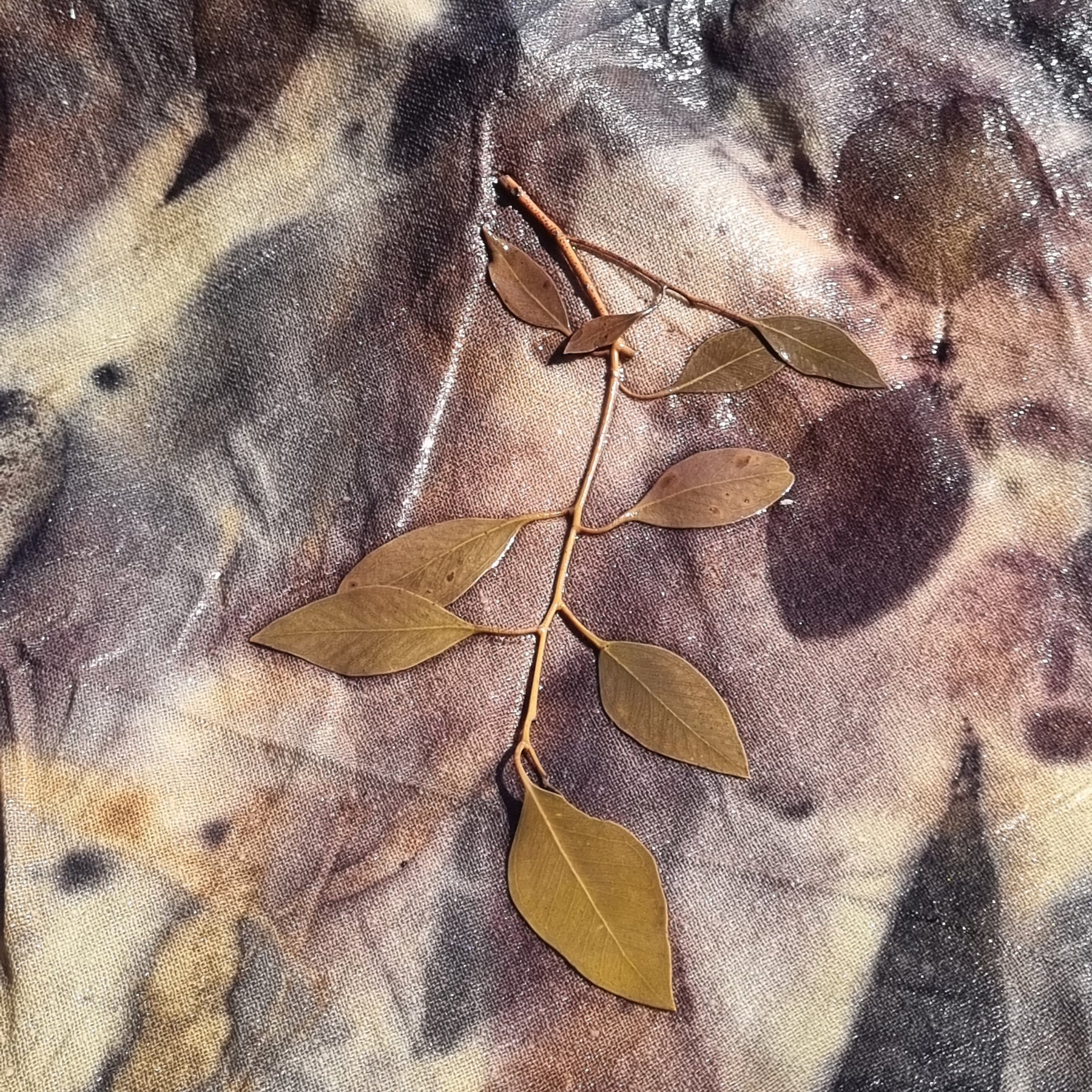 The Sienna - Raw Silk Large Ecoprint Shawl with Fringe