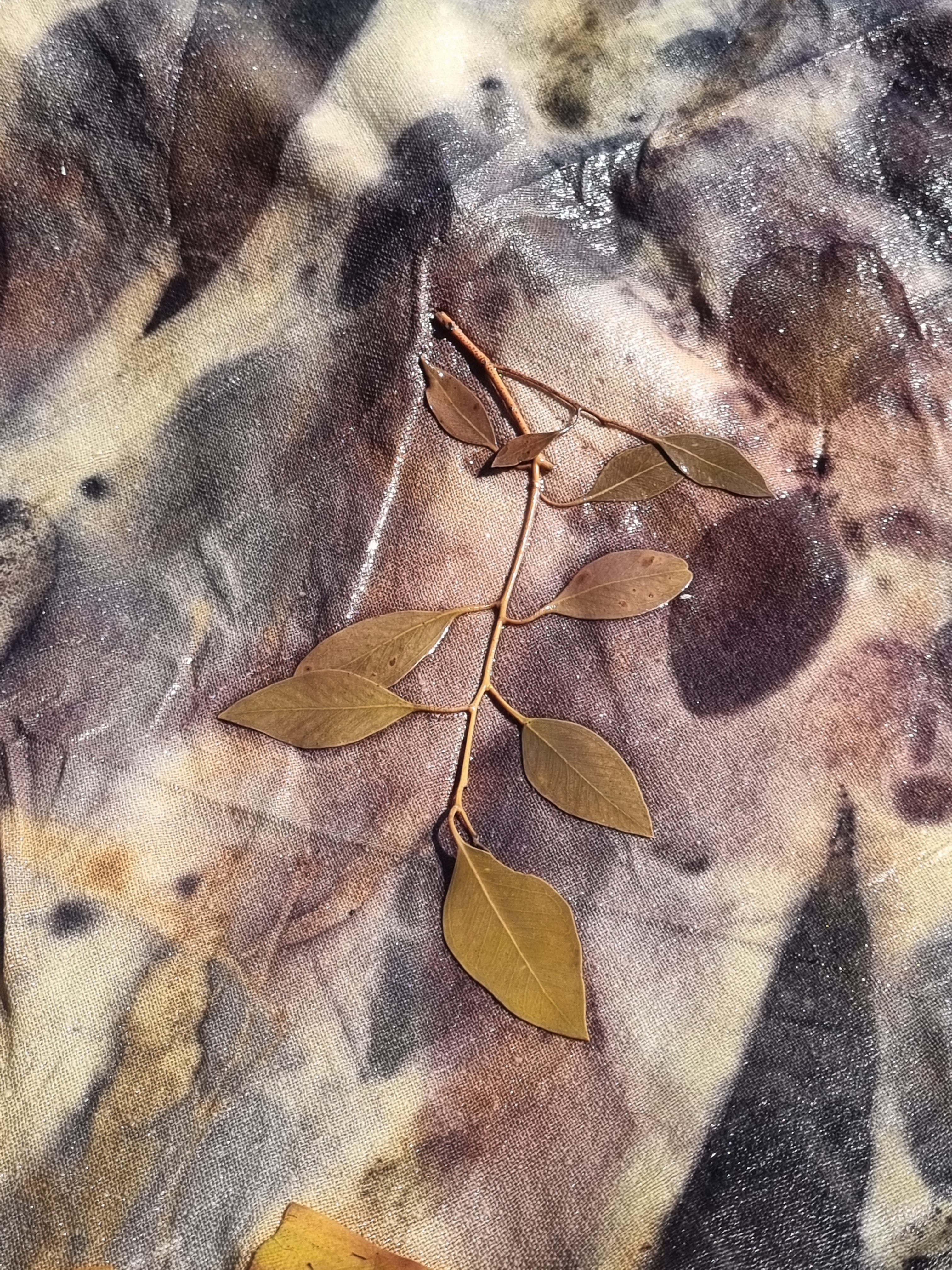 The Sienna - Raw Silk Large Ecoprint Shawl with Fringe