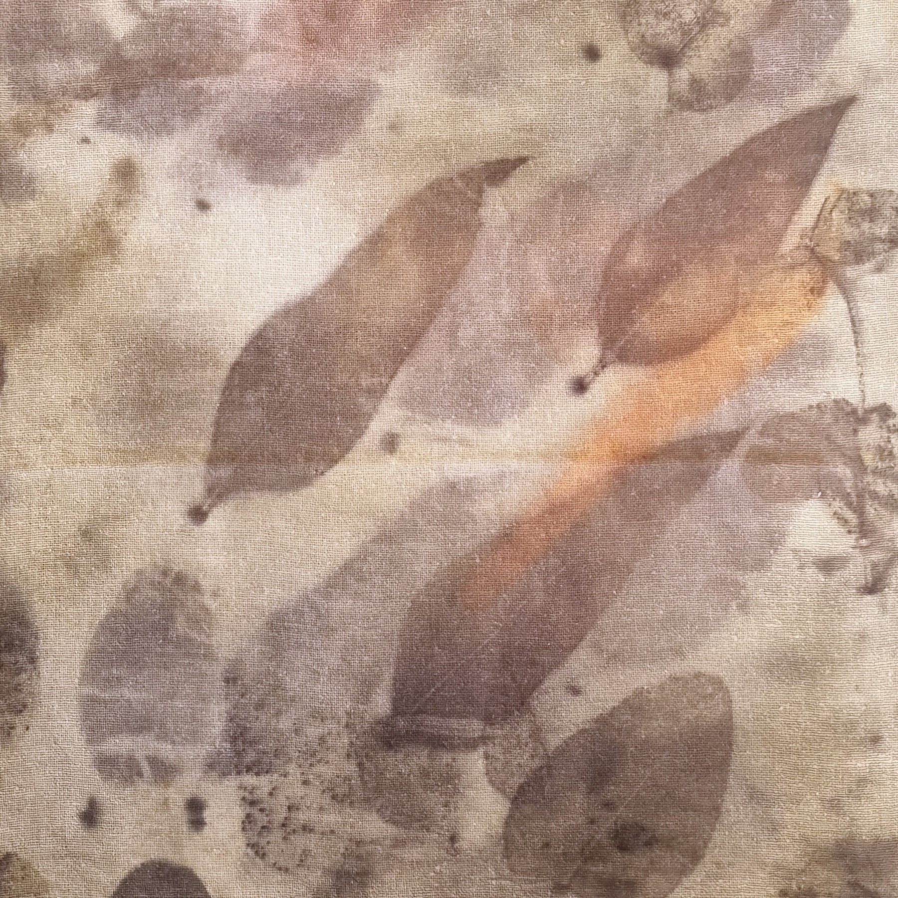The Sienna - Raw Silk Large Ecoprint Shawl with Fringe