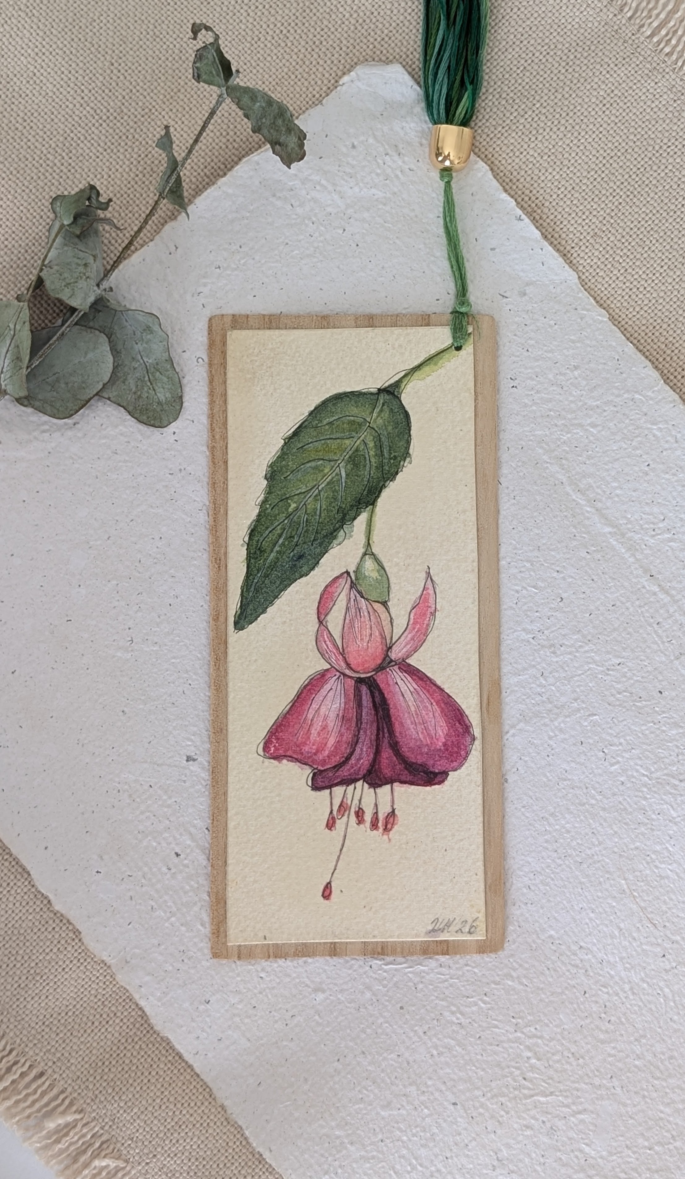 Handmade Botanical Watercolour Bookmark – Gift for Readers