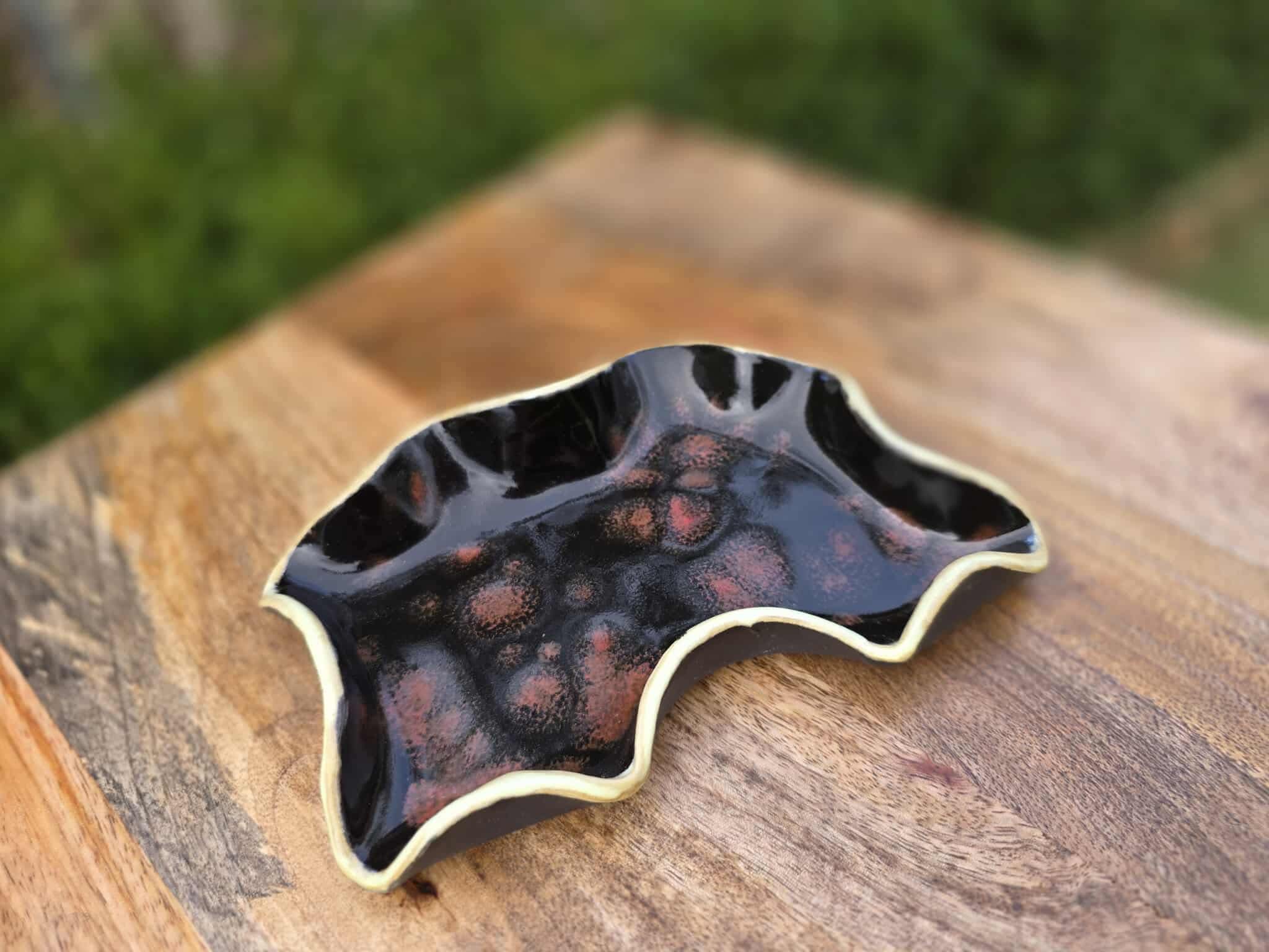 Red and Black Earth Ceramic Dish