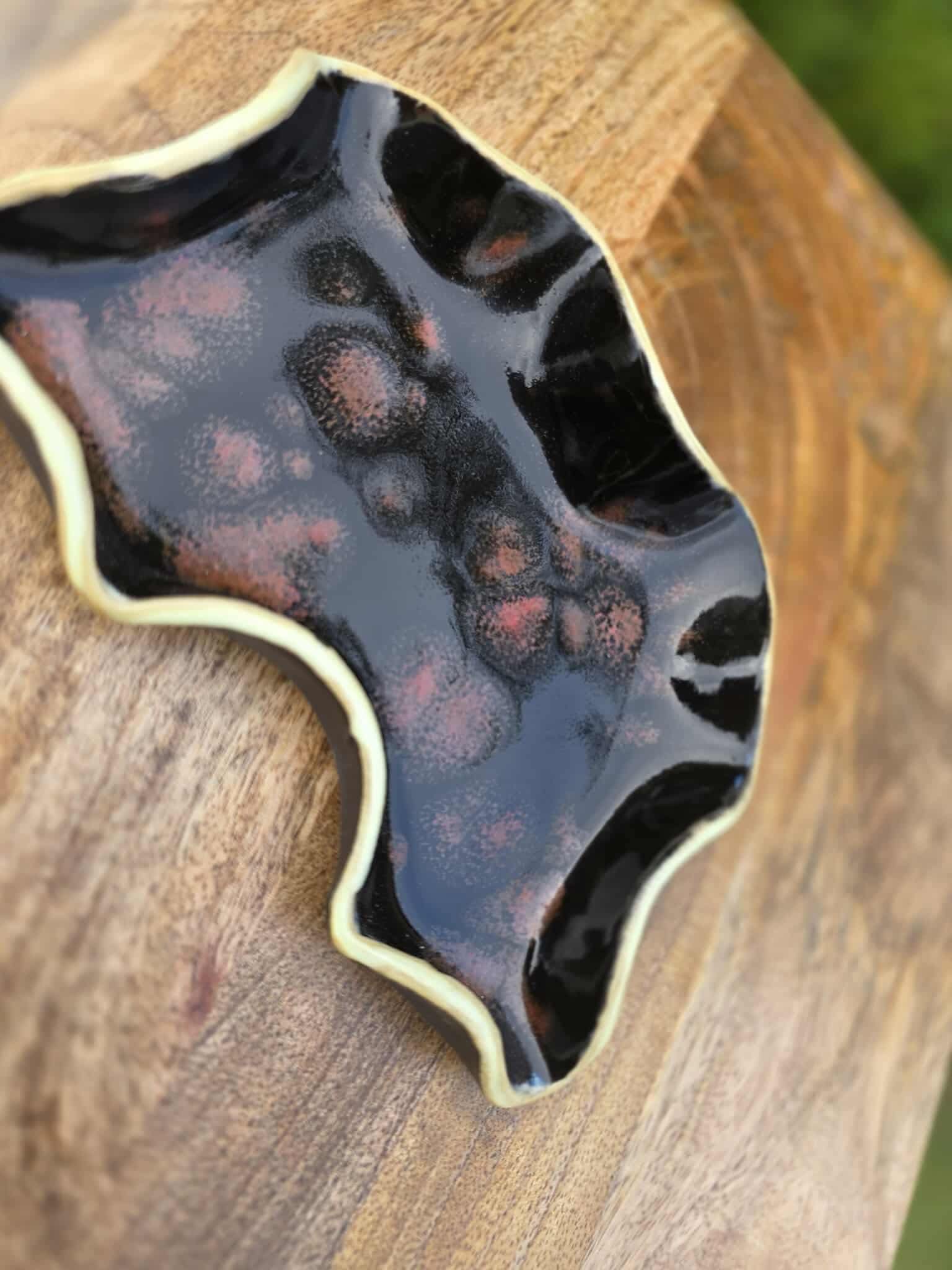 Red and Black Earth Ceramic Dish
