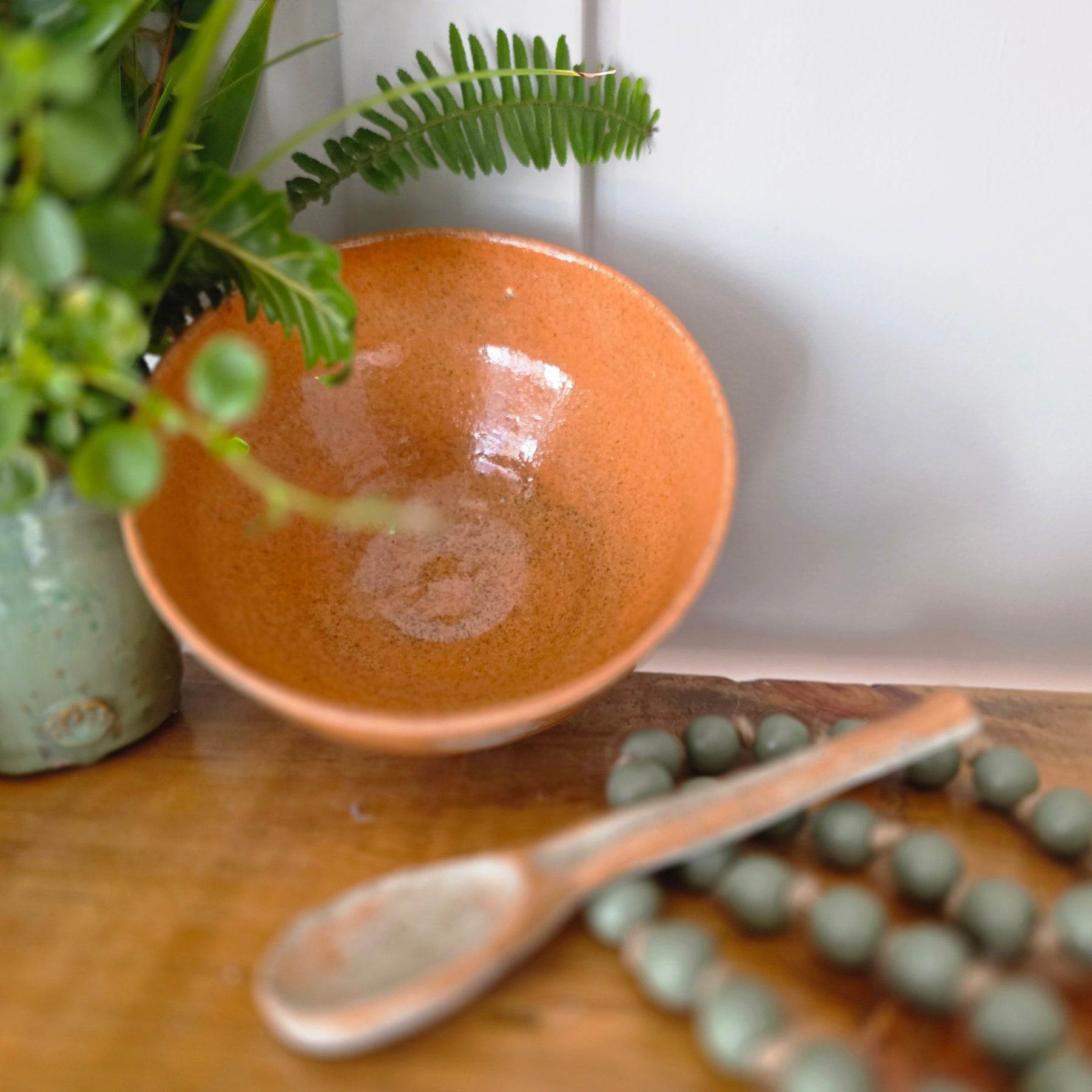 Orange Mixing Bowl and Spoon