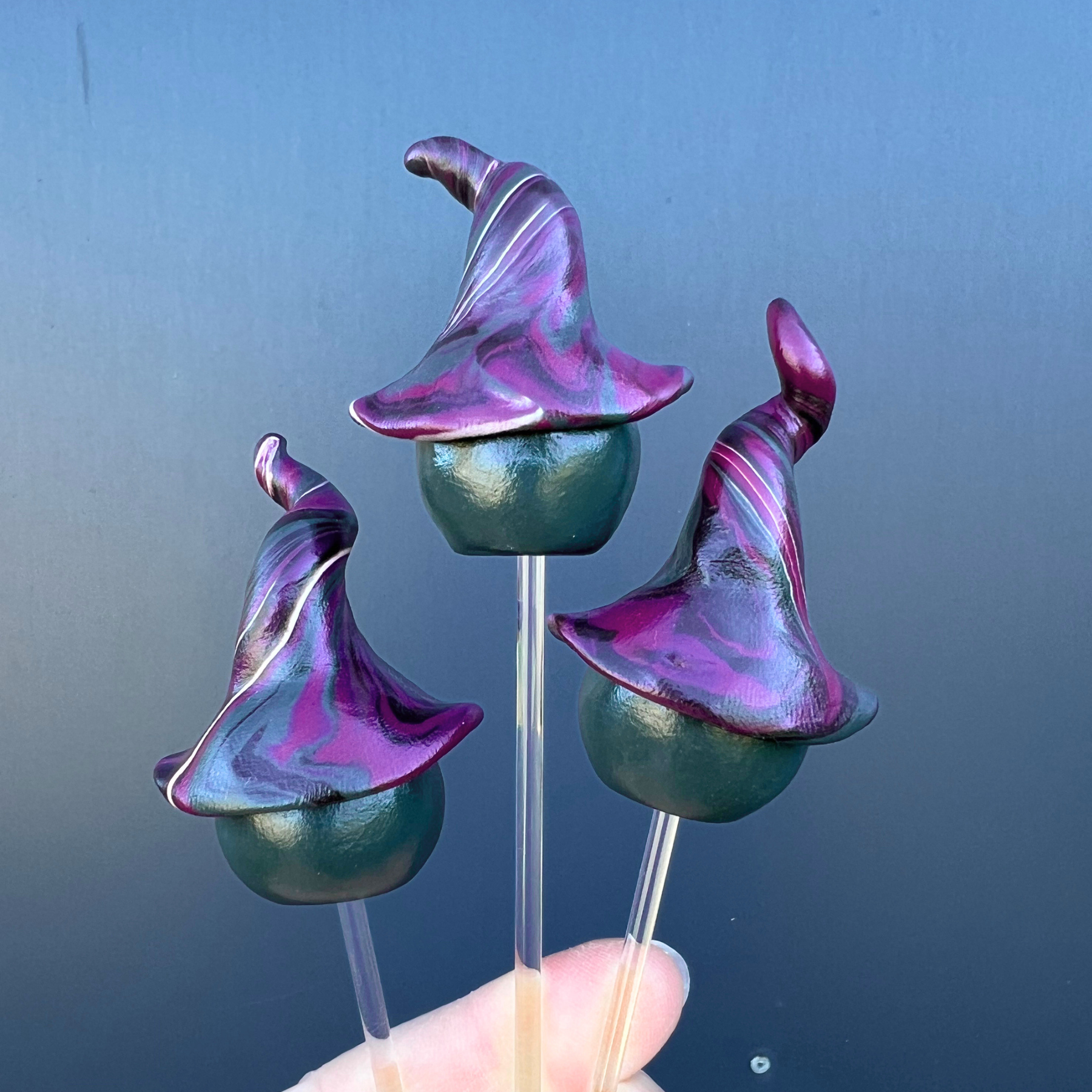 Whimsical polymer clay gnome trio - Mizzle, Whimple & Gloam