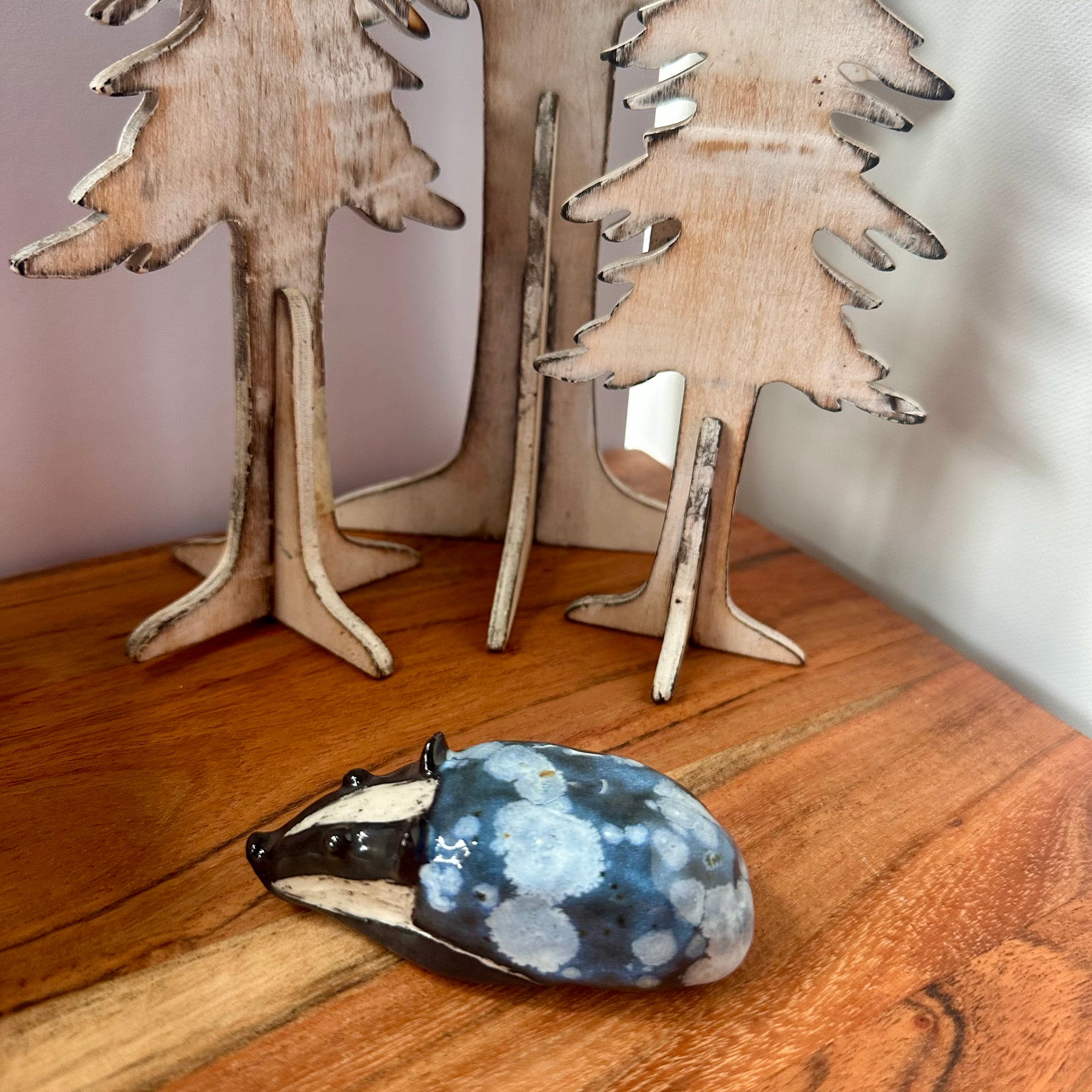 Badger - Celadon & Black Ceramic miniature