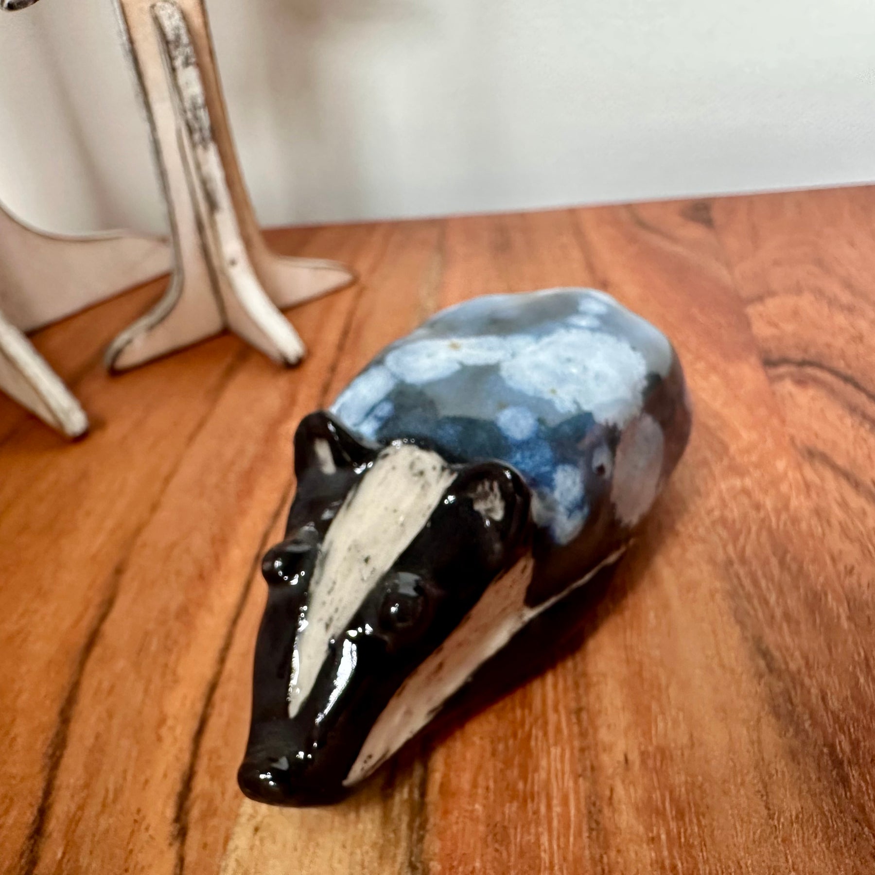 Badger - Celadon & Black Ceramic miniature