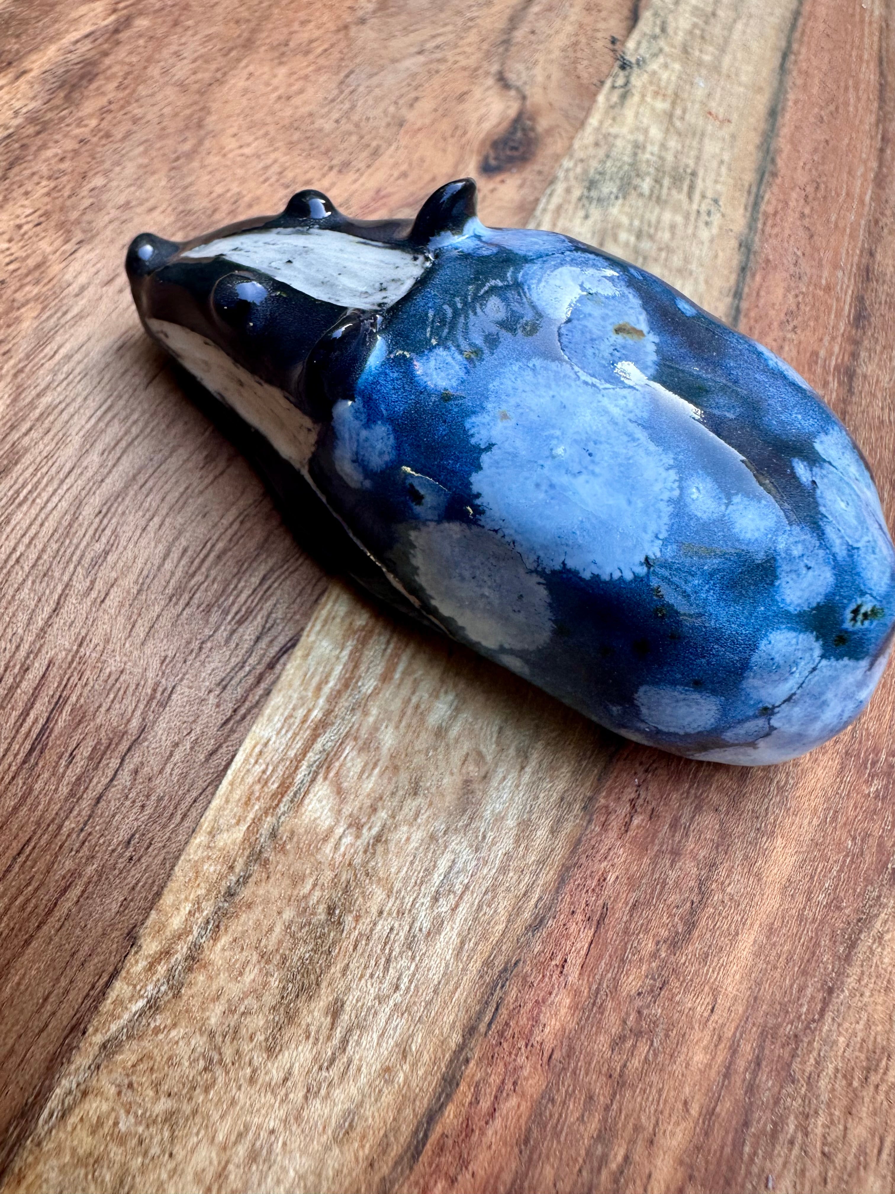Badger - Celadon & Black Ceramic miniature