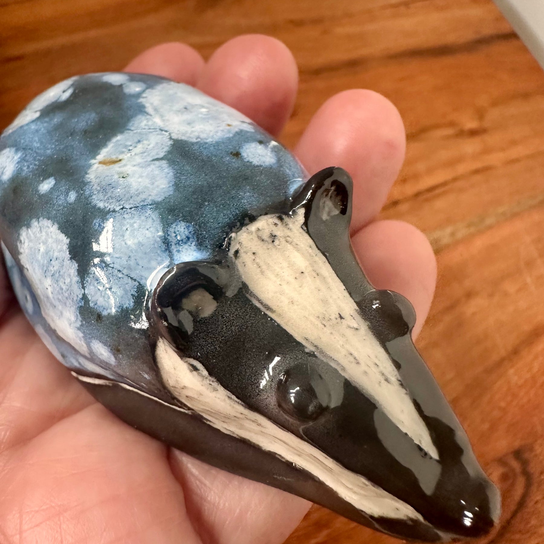 Badger - Celadon & Black Ceramic miniature