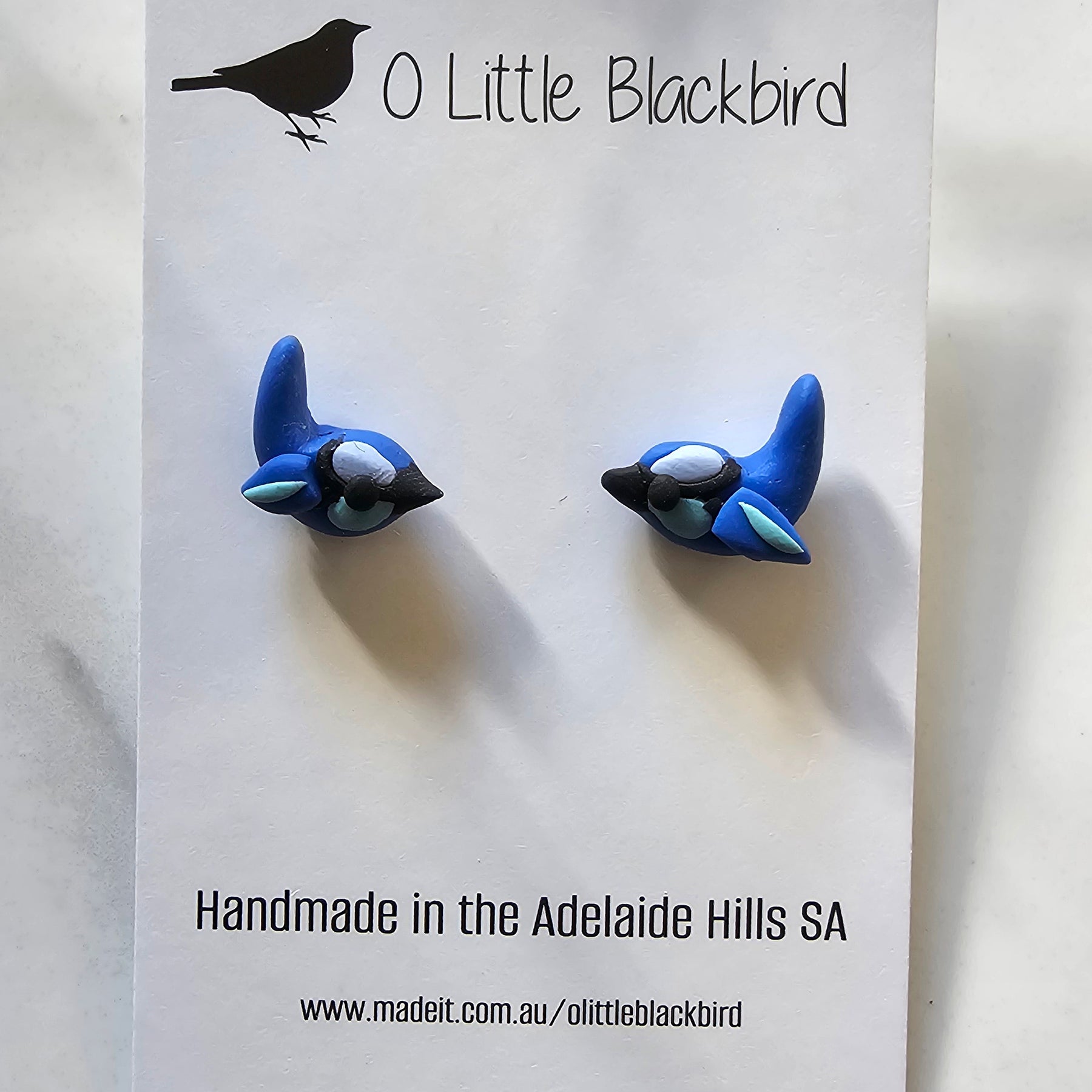 Splendid Fairy Wren Stud Earrings , Handmade,Bird Jewelery.