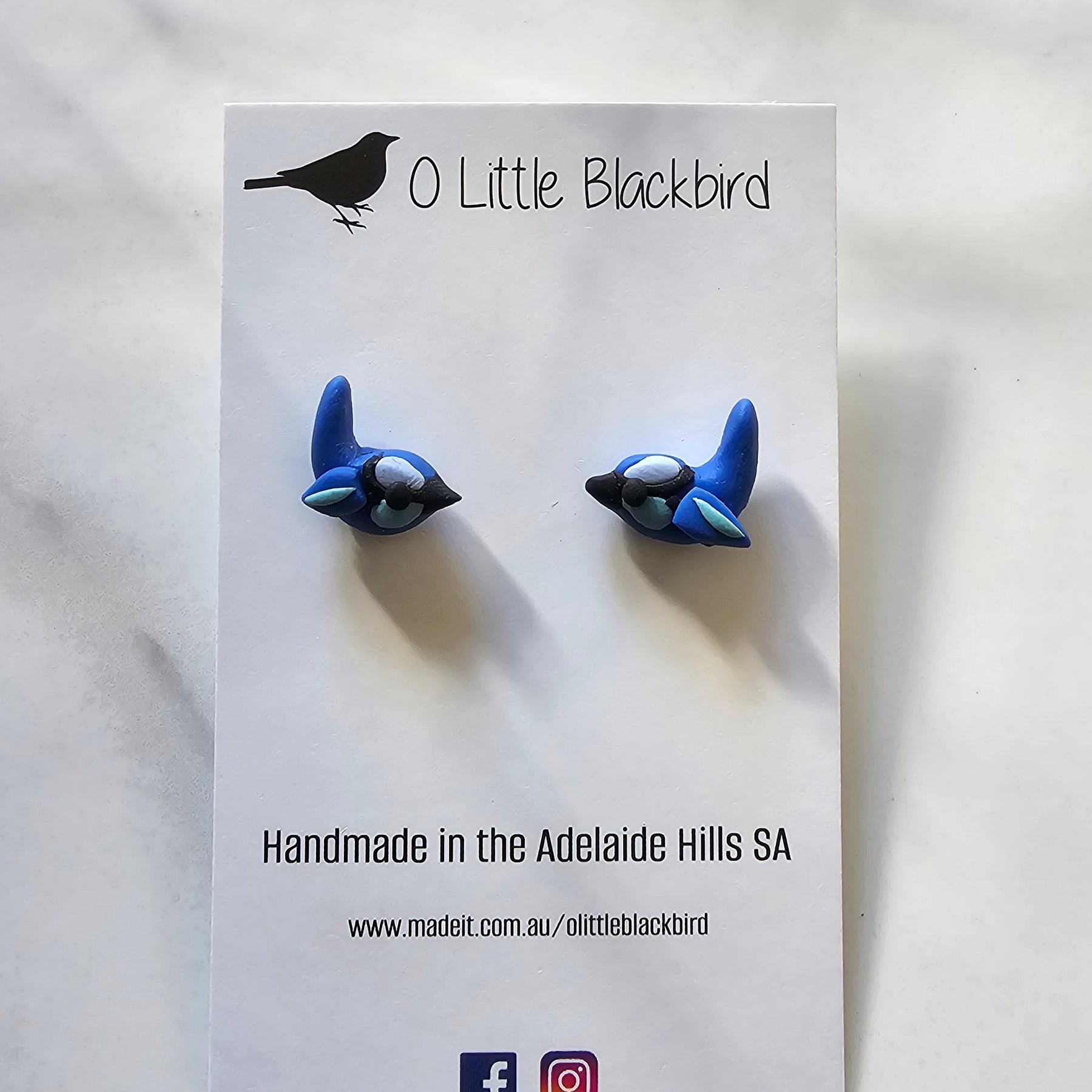 Splendid Fairy Wren Stud Earrings , Handmade,Bird Jewelery.