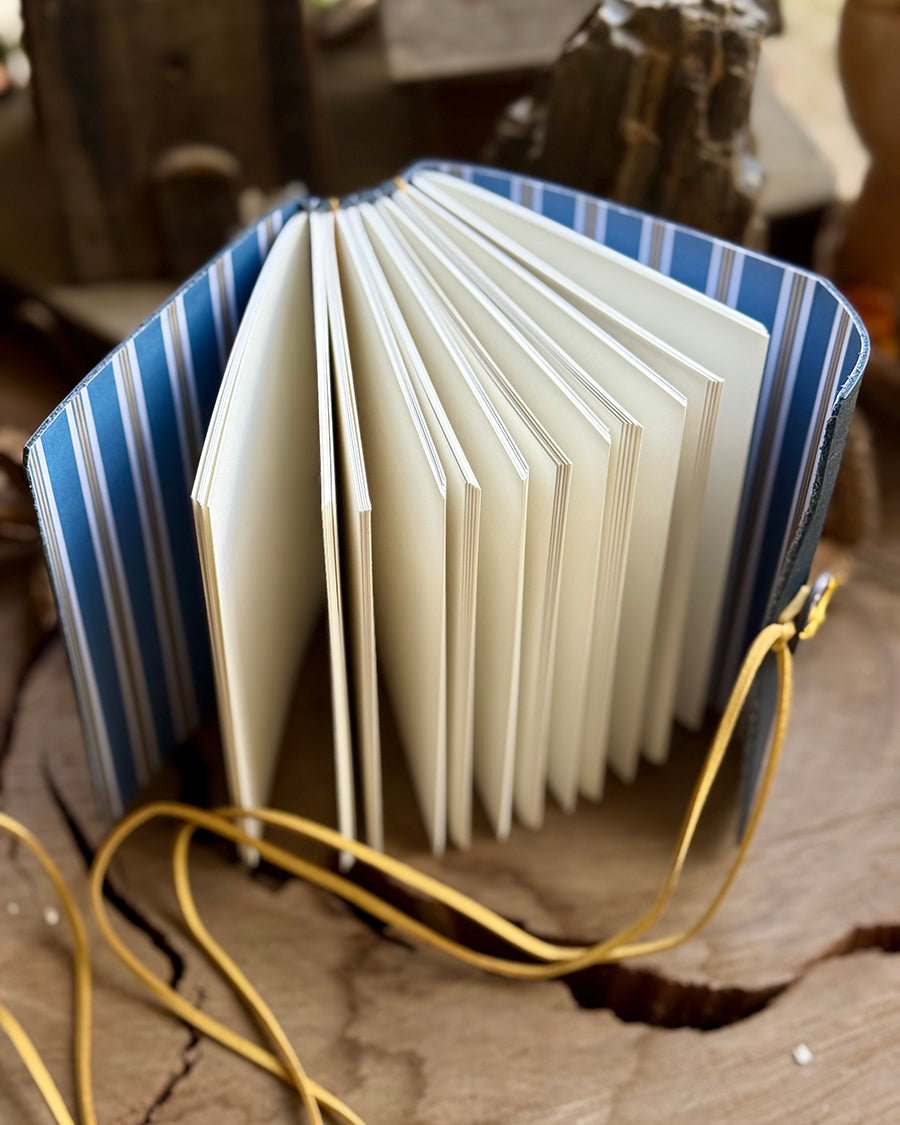 Navy Straight-stitched Leather A6 Journal