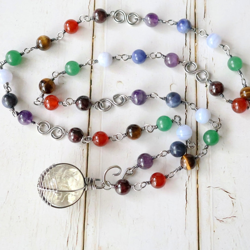 RESERVED ~ Long Chakra Necklace ~ Handcrafted with Australian Made Sterling Silver