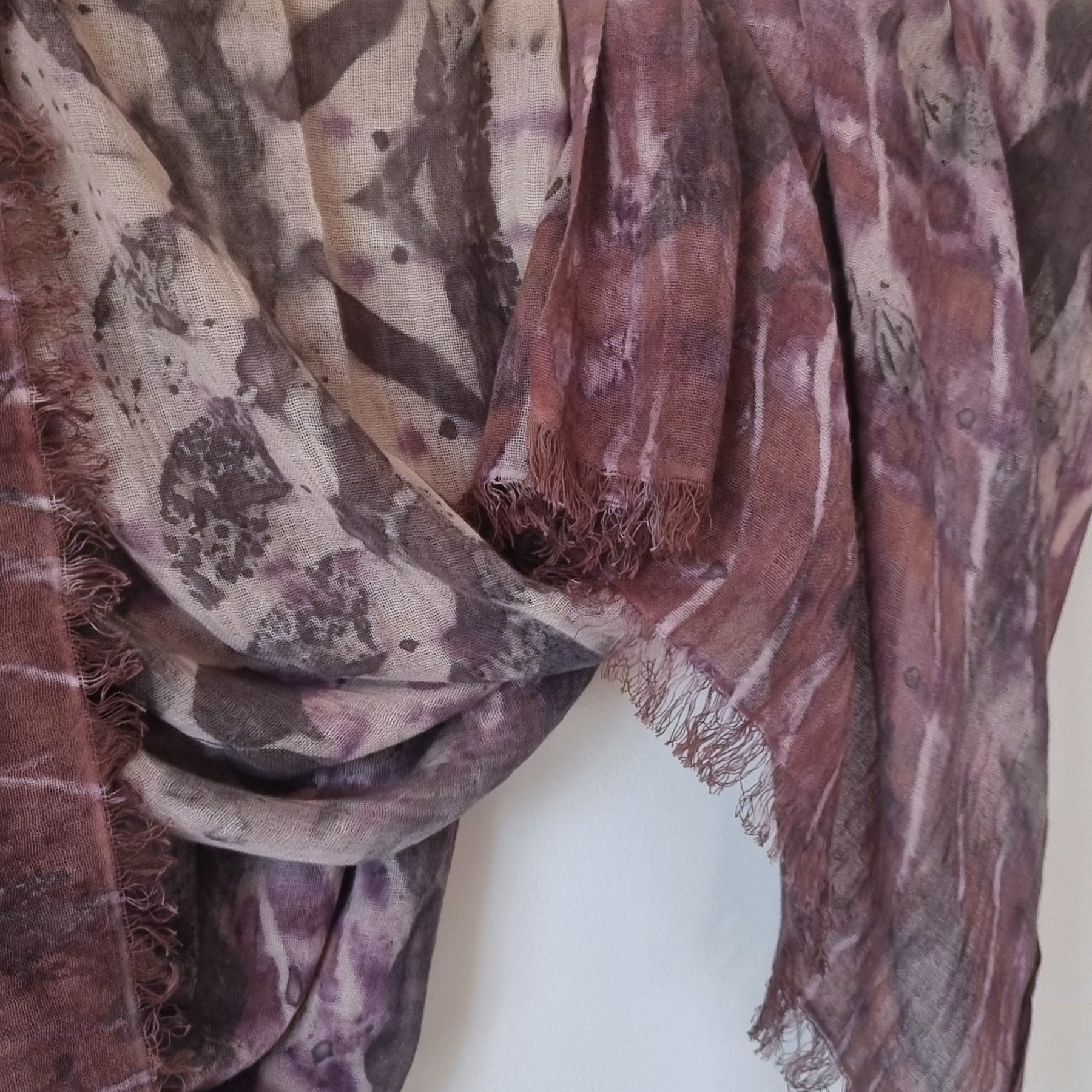 The Evelyn - Cotton/Linen Blend Ecoprint Scarf/Wrap