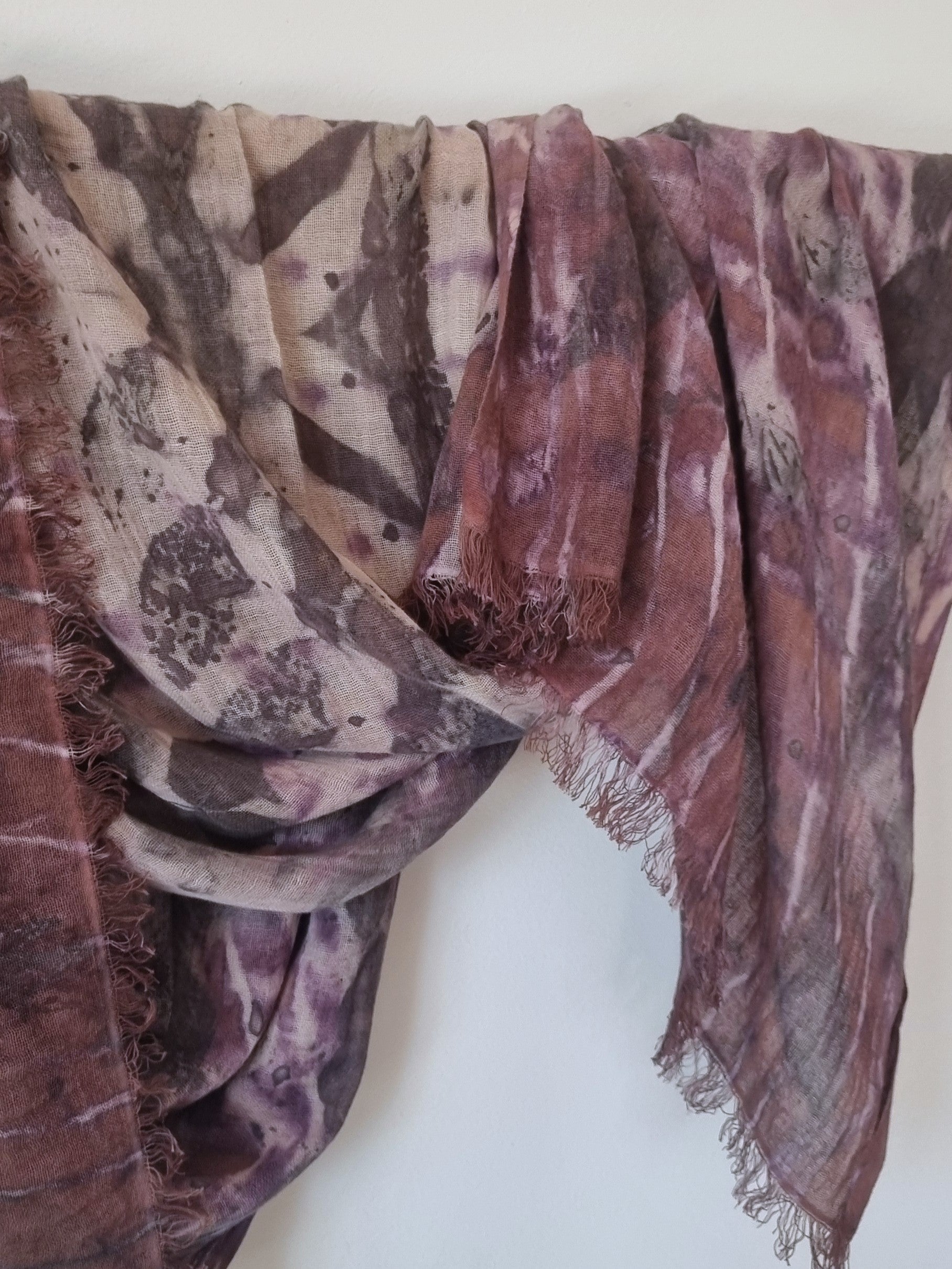 The Evelyn - Cotton/Linen Blend Ecoprint Scarf/Wrap
