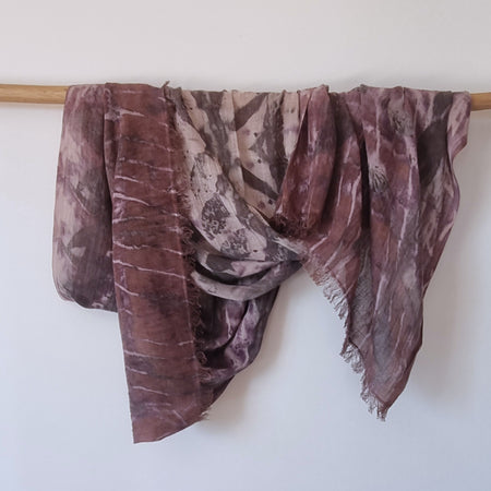 The Evelyn - Cotton/Linen Blend Ecoprint Scarf/Wrap