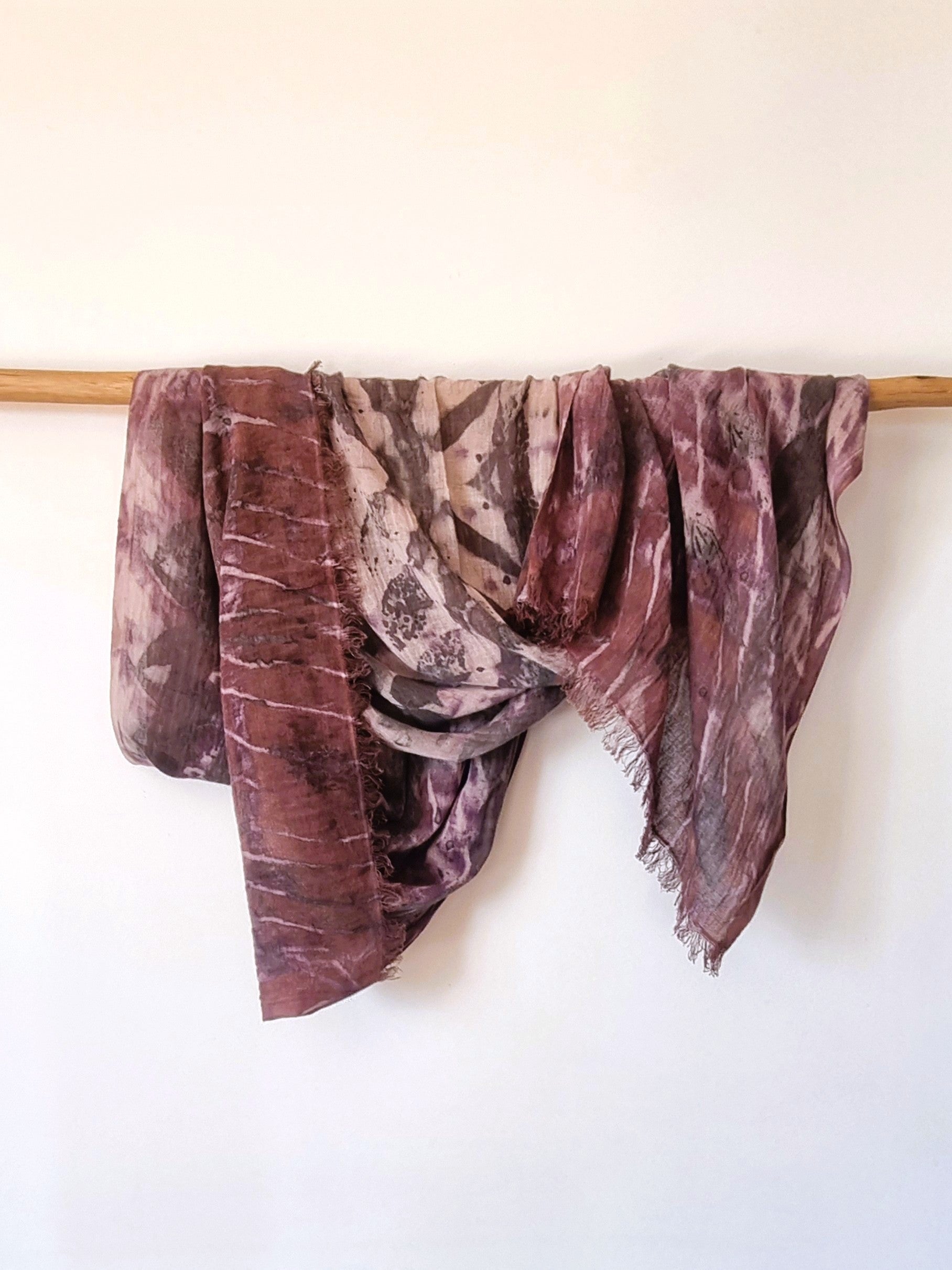 The Evelyn - Cotton/Linen Blend Ecoprint Scarf/Wrap
