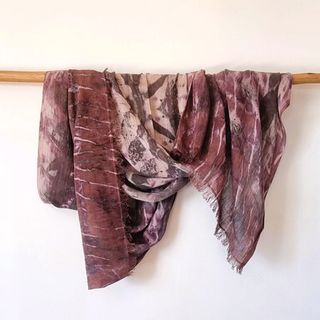 The Evelyn - Cotton/Linen Blend Ecoprint Scarf/Wrap