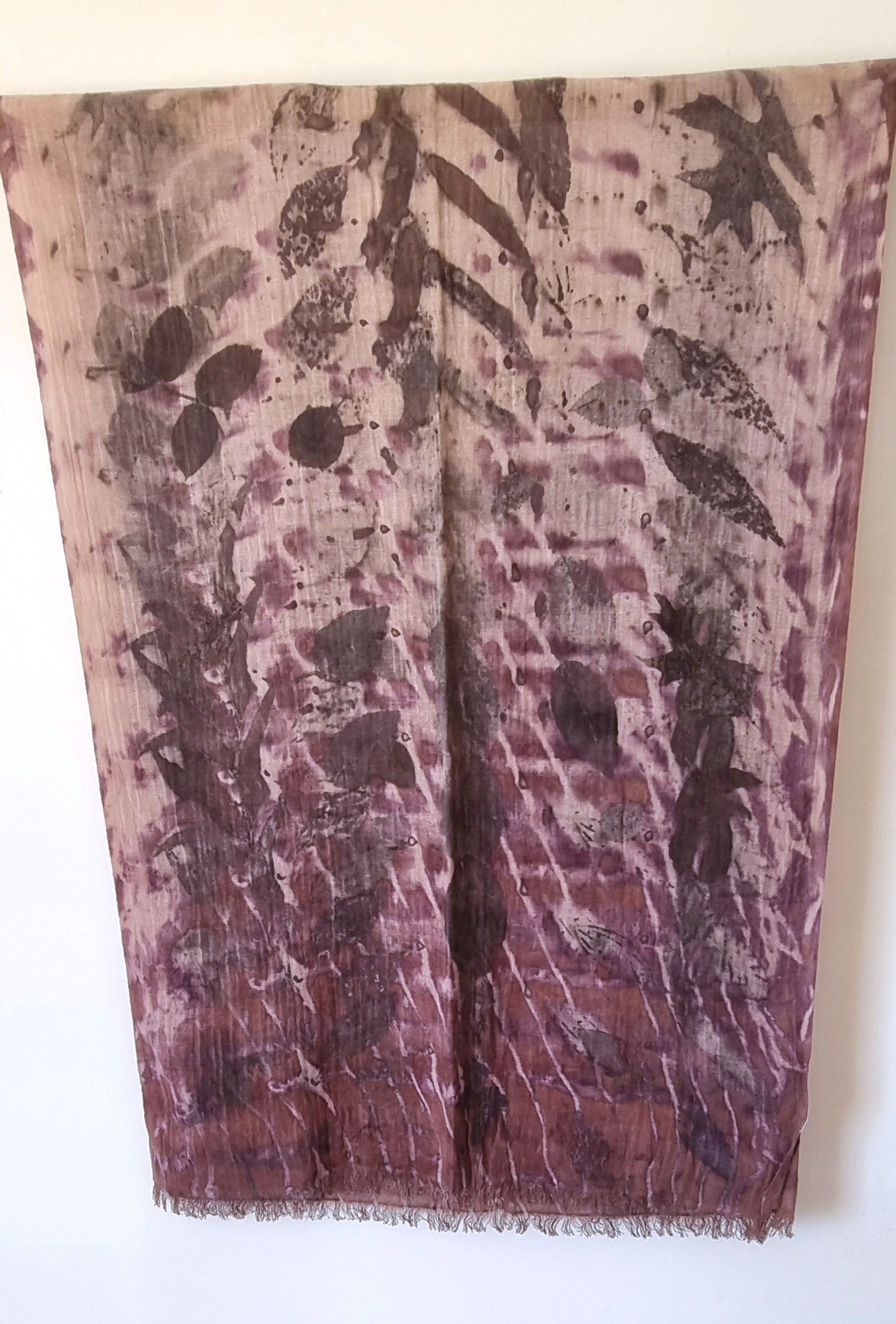 The Evelyn - Cotton/Linen Blend Ecoprint Scarf/Wrap