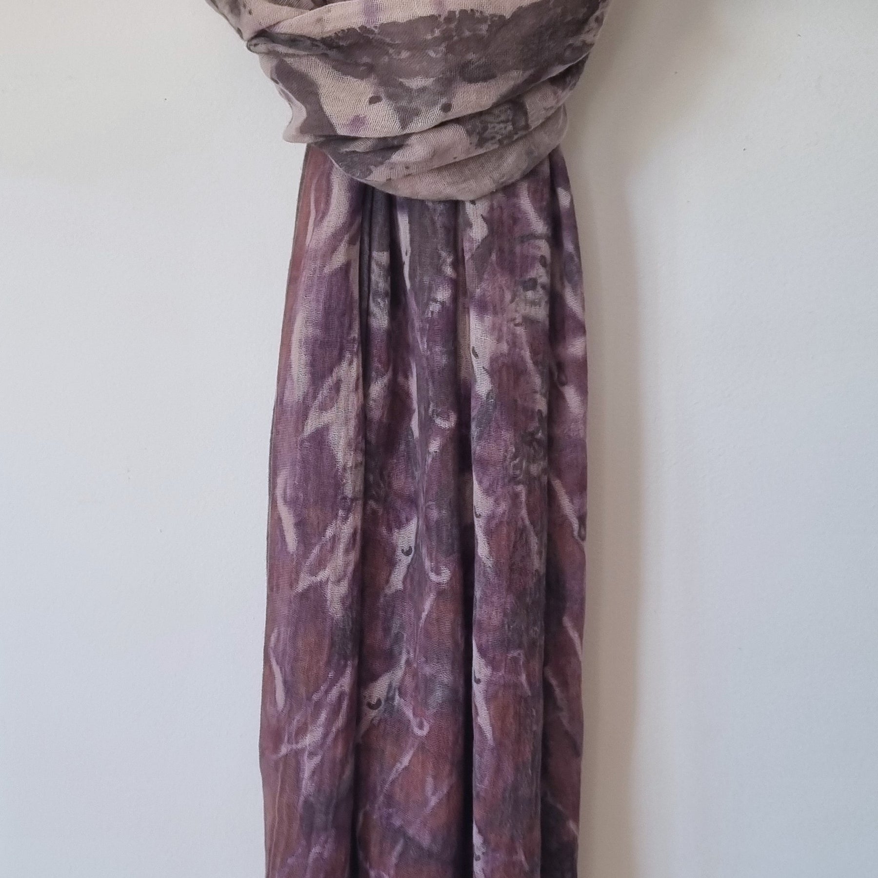 The Evelyn - Cotton/Linen Blend Ecoprint Scarf/Wrap