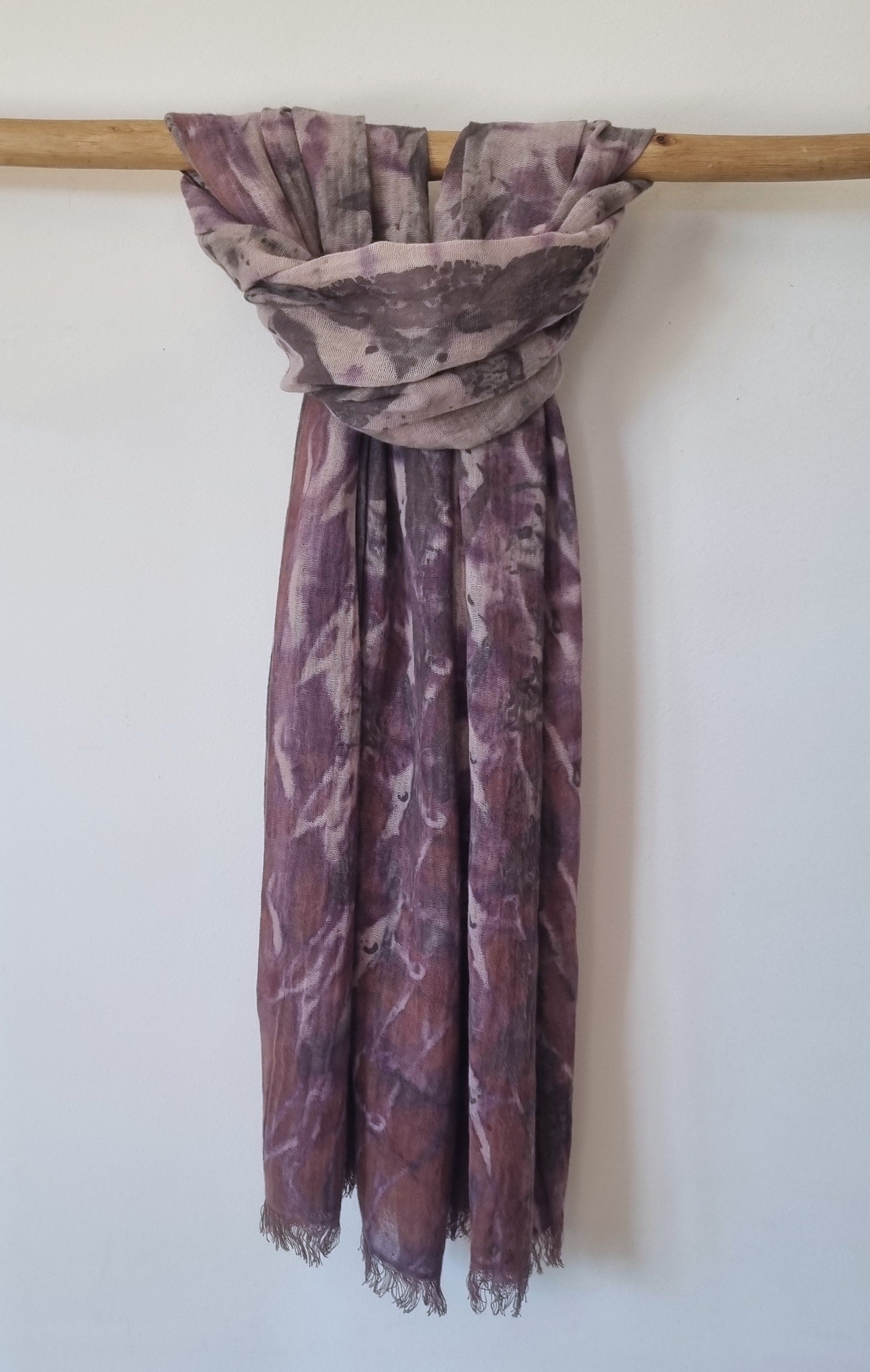 The Evelyn - Cotton/Linen Blend Ecoprint Scarf/Wrap