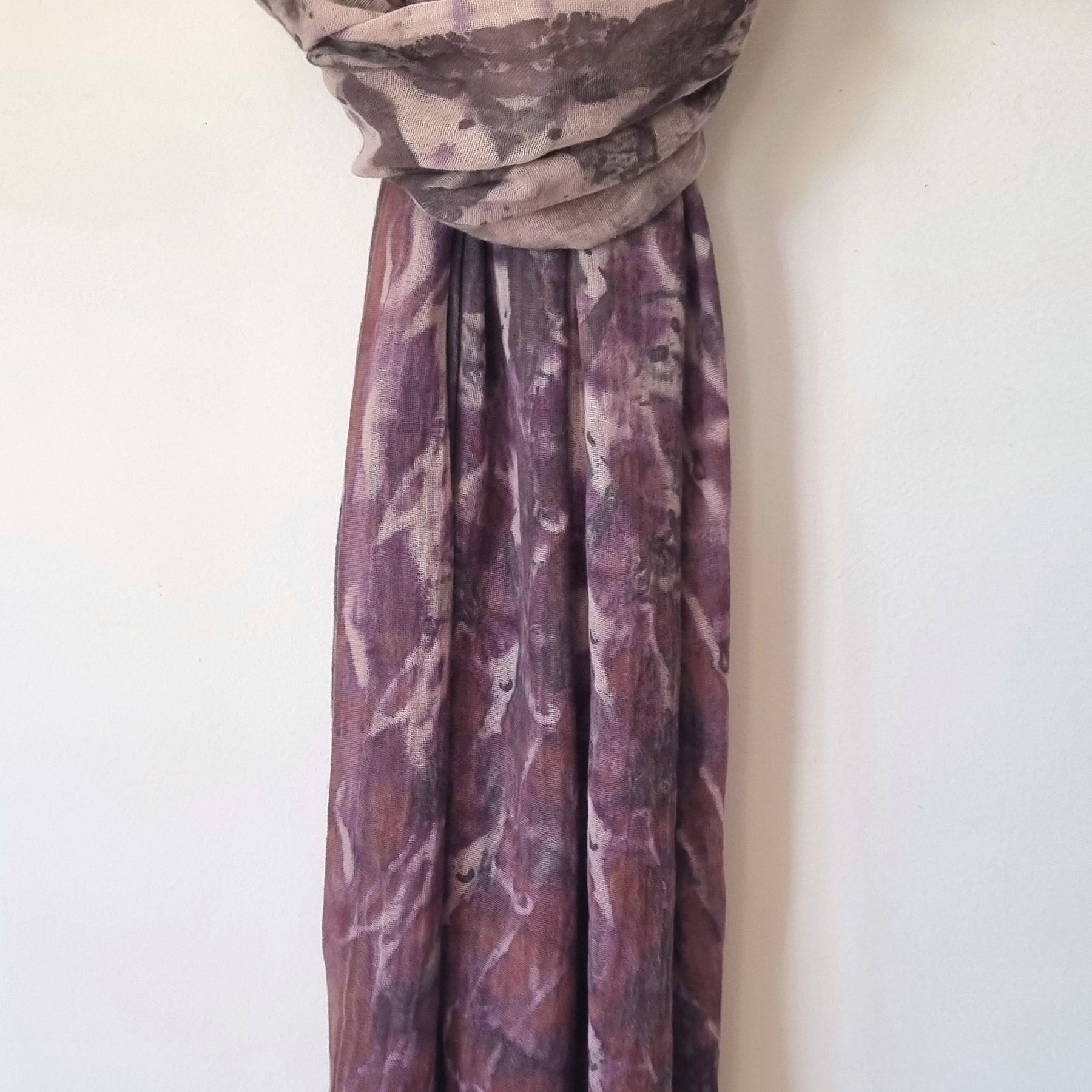 The Evelyn - Cotton/Linen Blend Ecoprint Scarf/Wrap
