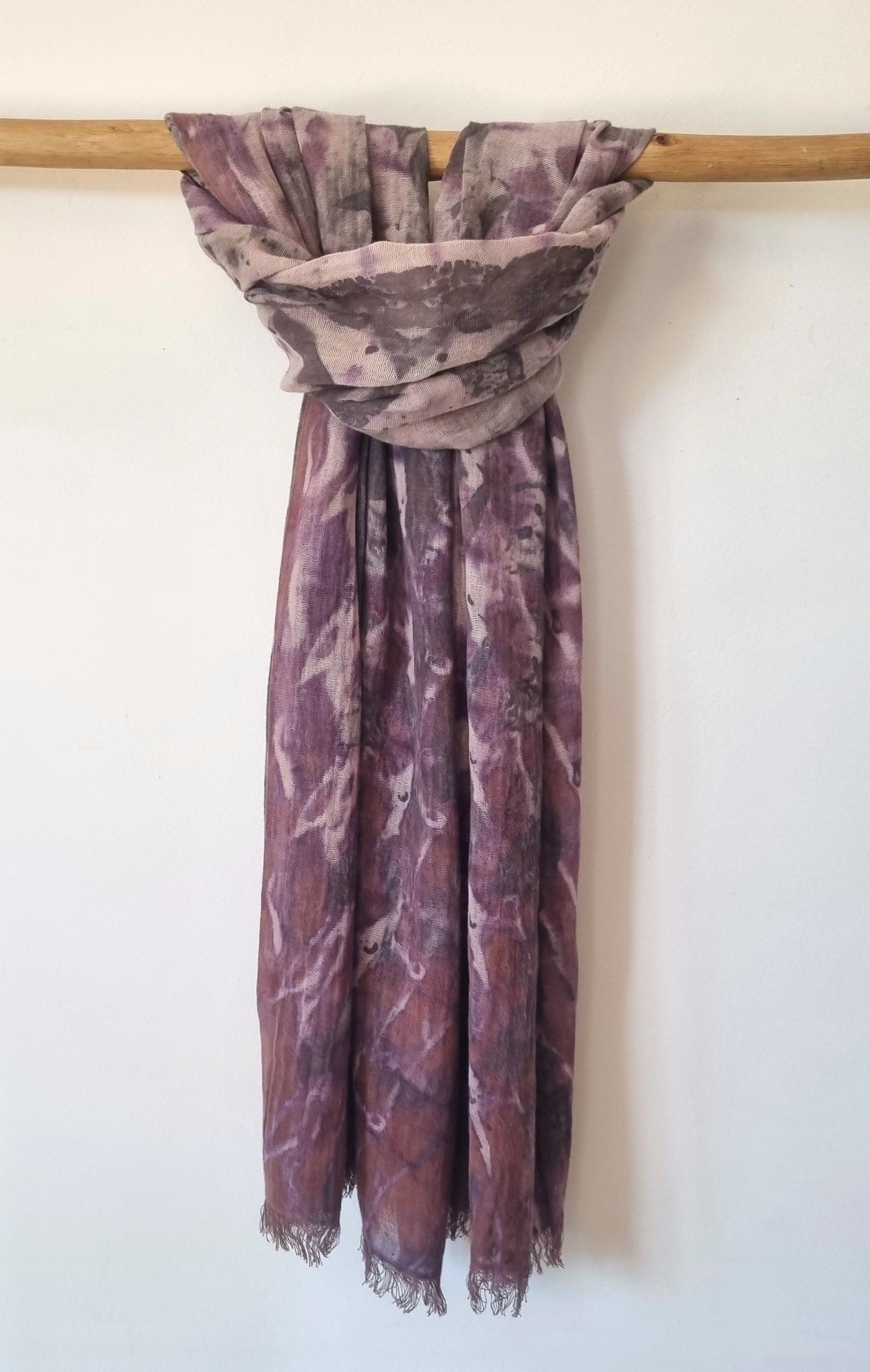 The Evelyn - Cotton/Linen Blend Ecoprint Scarf/Wrap