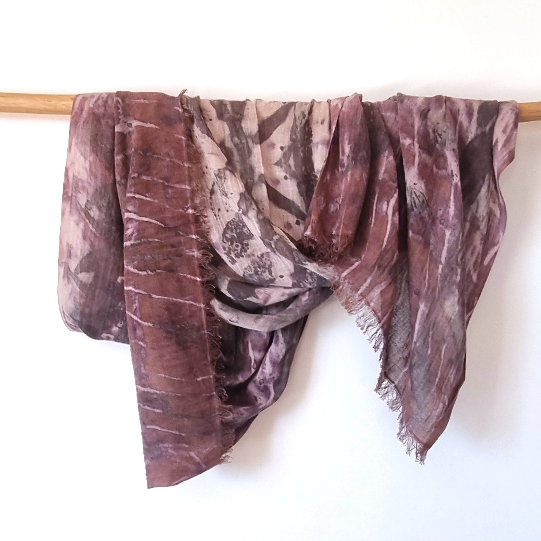 The Evelyn - Cotton/Linen Blend Ecoprint Scarf/Wrap