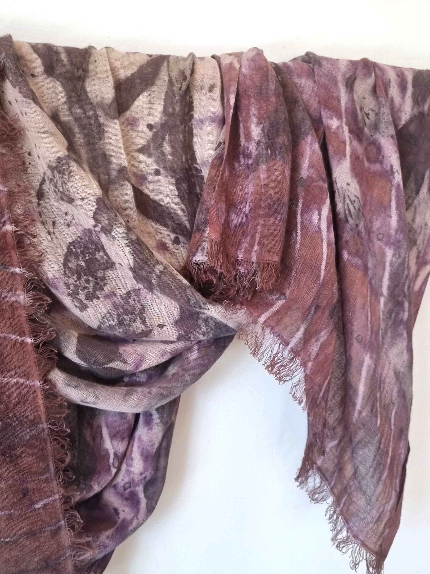 The Evelyn - Cotton/Linen Blend Ecoprint Scarf/Wrap