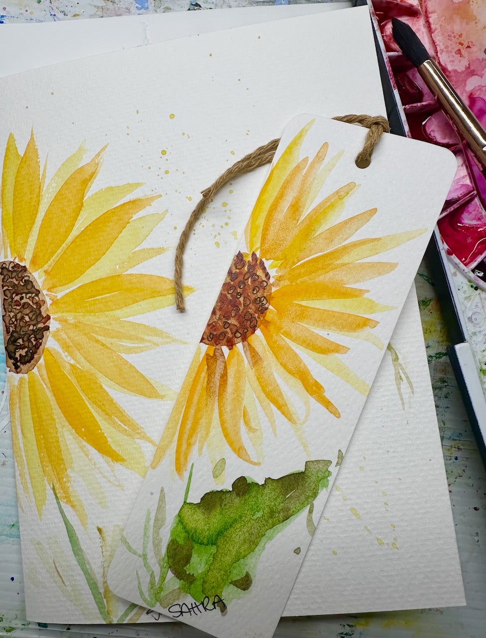 Hand Painted Greeting Card & Bookmark